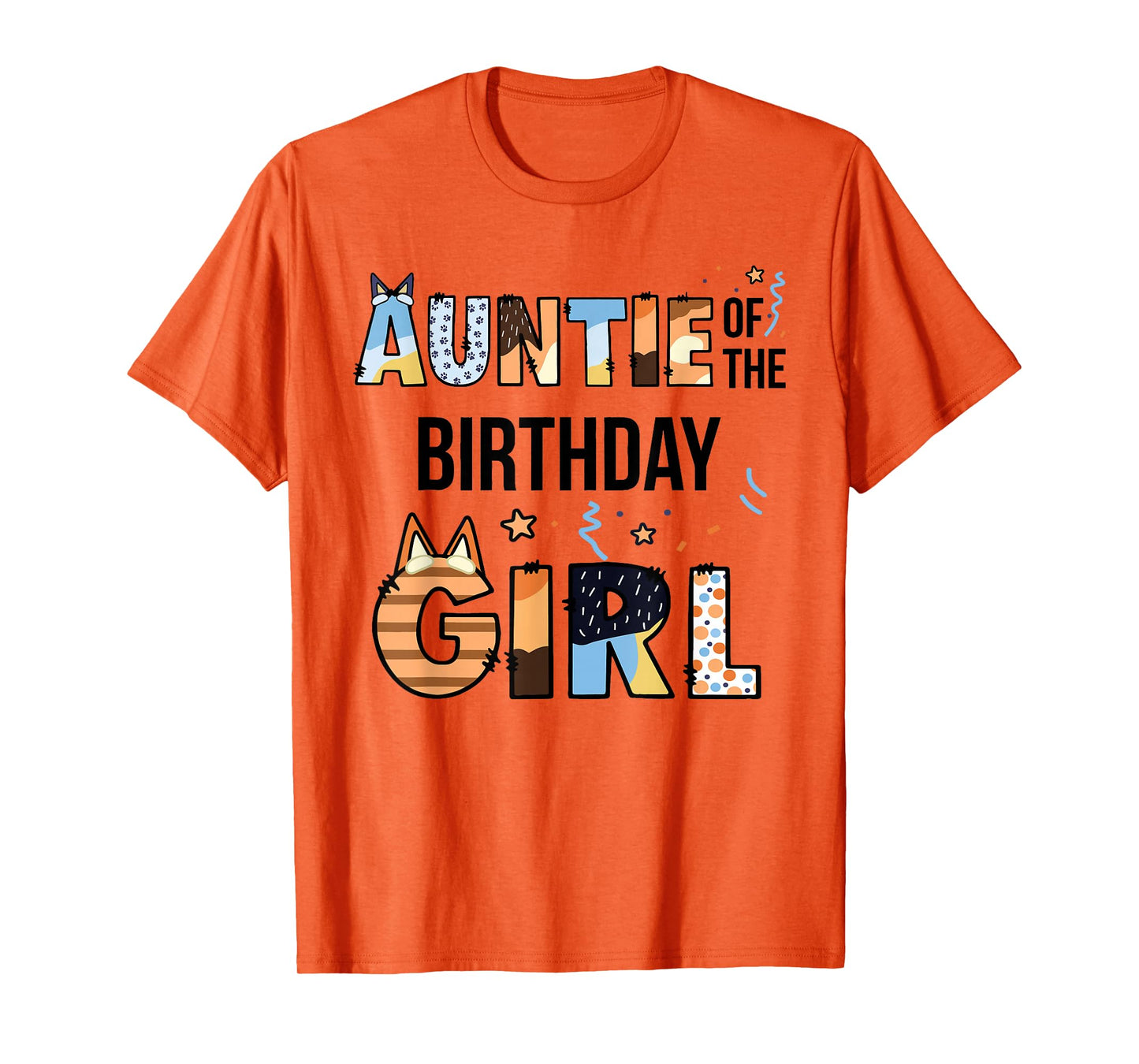 Auntie Of The Birthday Girl Party Blue Dog Lover Matching T-Shirt