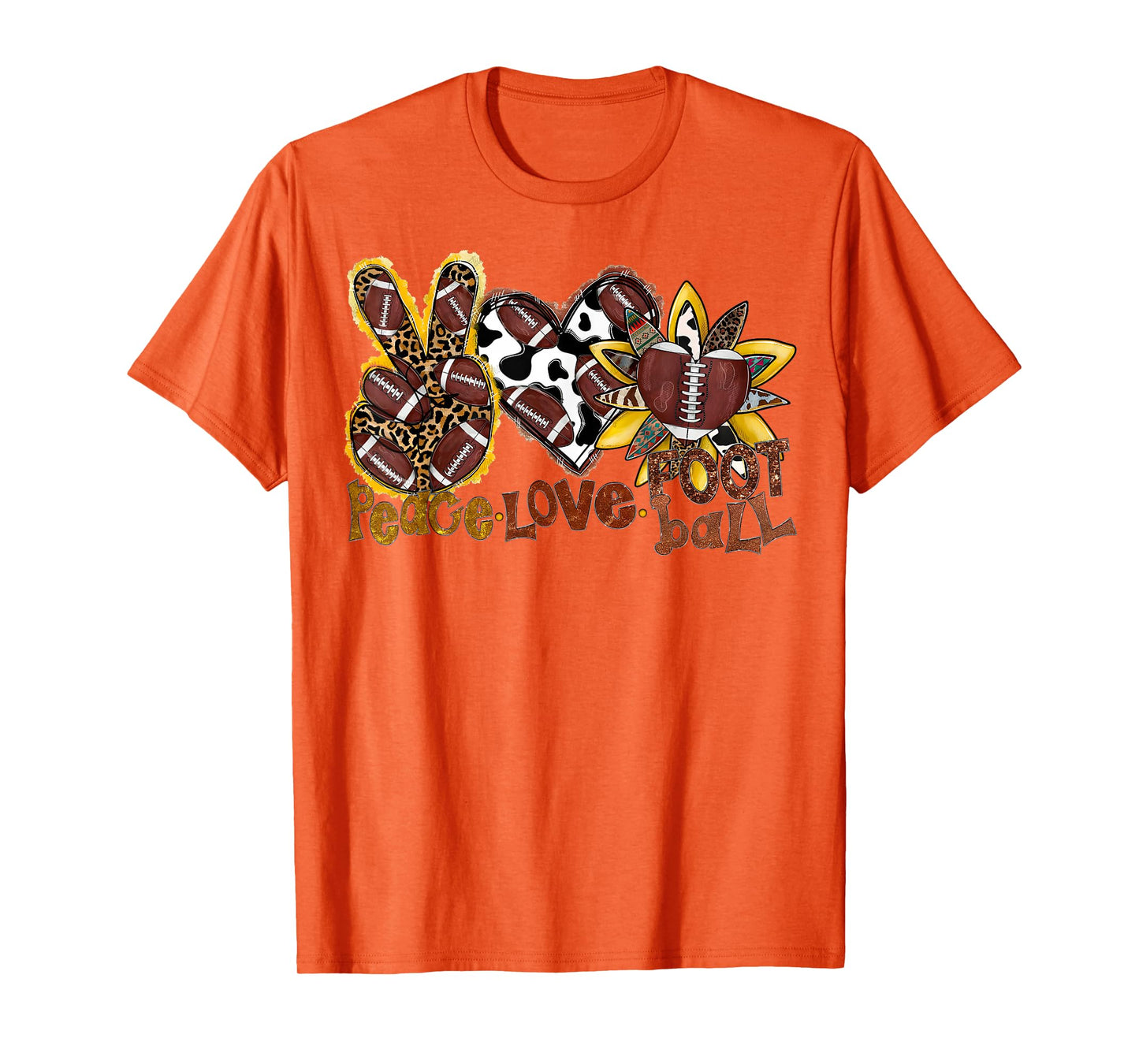 Peace Love Football Leopard American Football Lovers T-Shirt