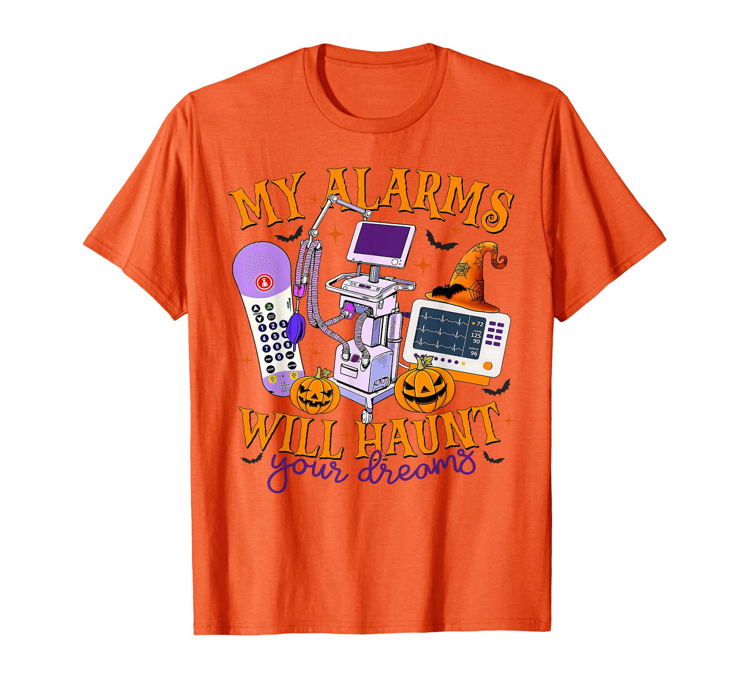 Funny Halloween Nurse My Alarms Will Haunt Your Dream ICU T-Shirt