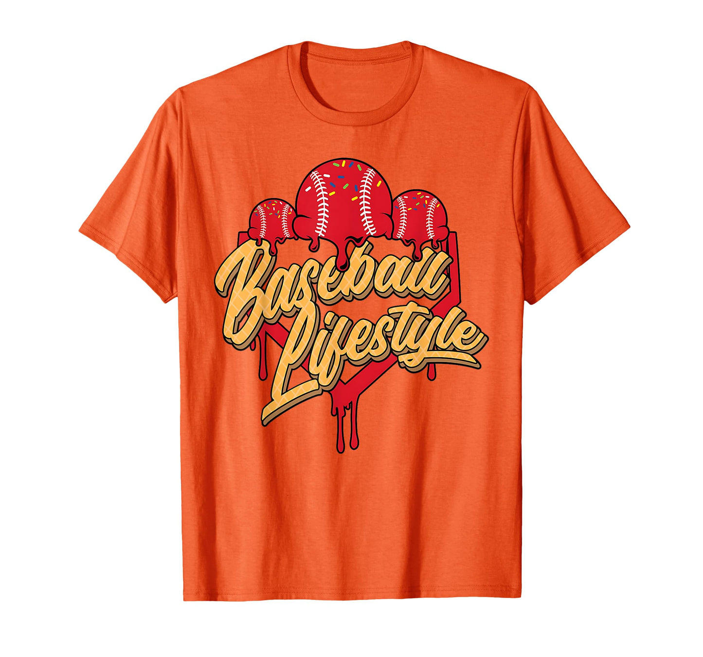 Baseball Lifestyle Home Plate Ice Cream Drip Men Boys Youth T-Shirt