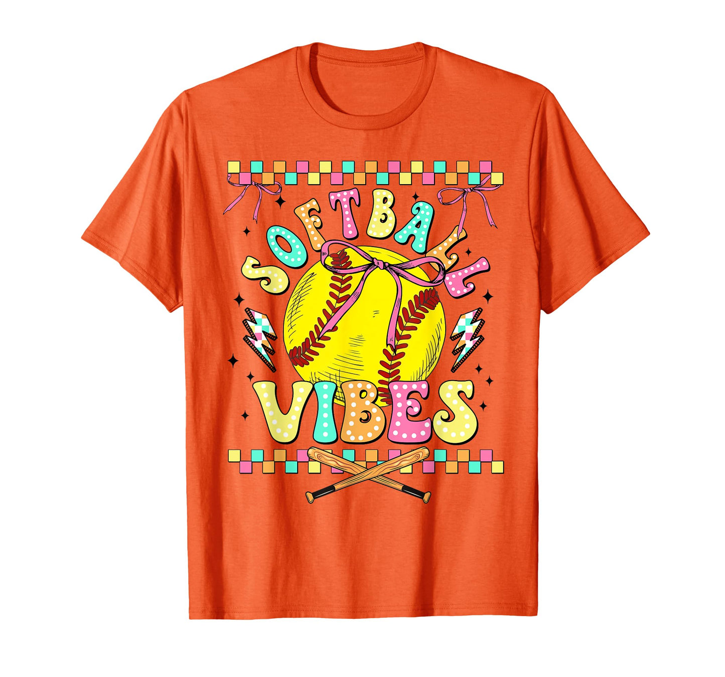 Softball Vibes Softball Retro Groovy Game Day Girls Women T-Shirt