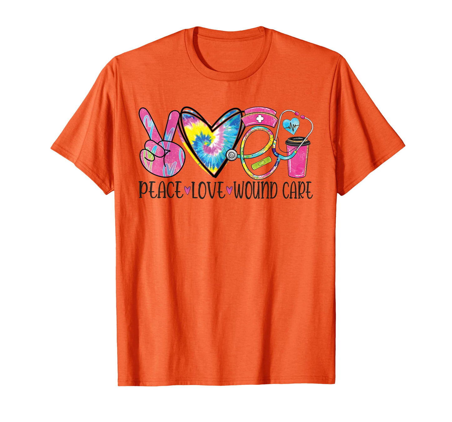 Peace Love Wound Care Nurse Nursing Heart Stethoscope T-Shirt