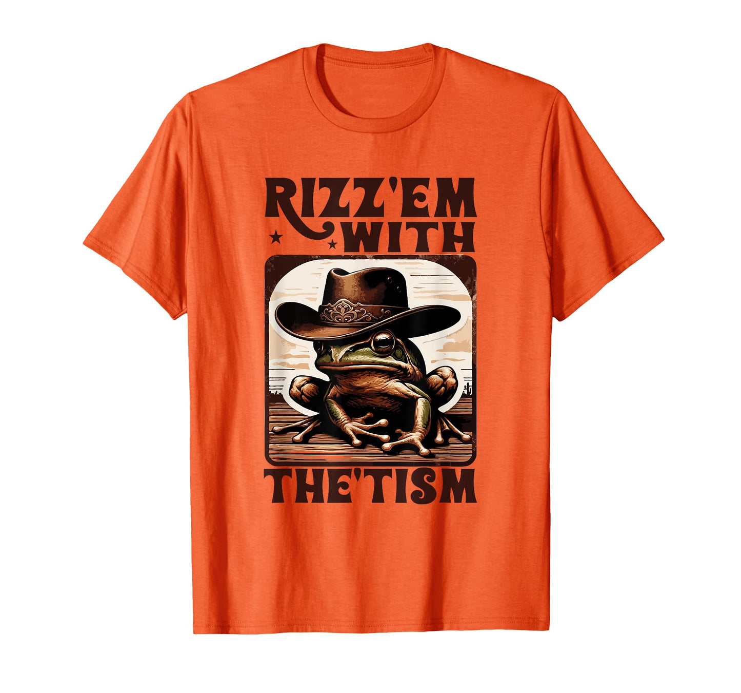 Autism Funny Rizz Em With The Tism Meme Autistic Frog Cowboy T-Shirt