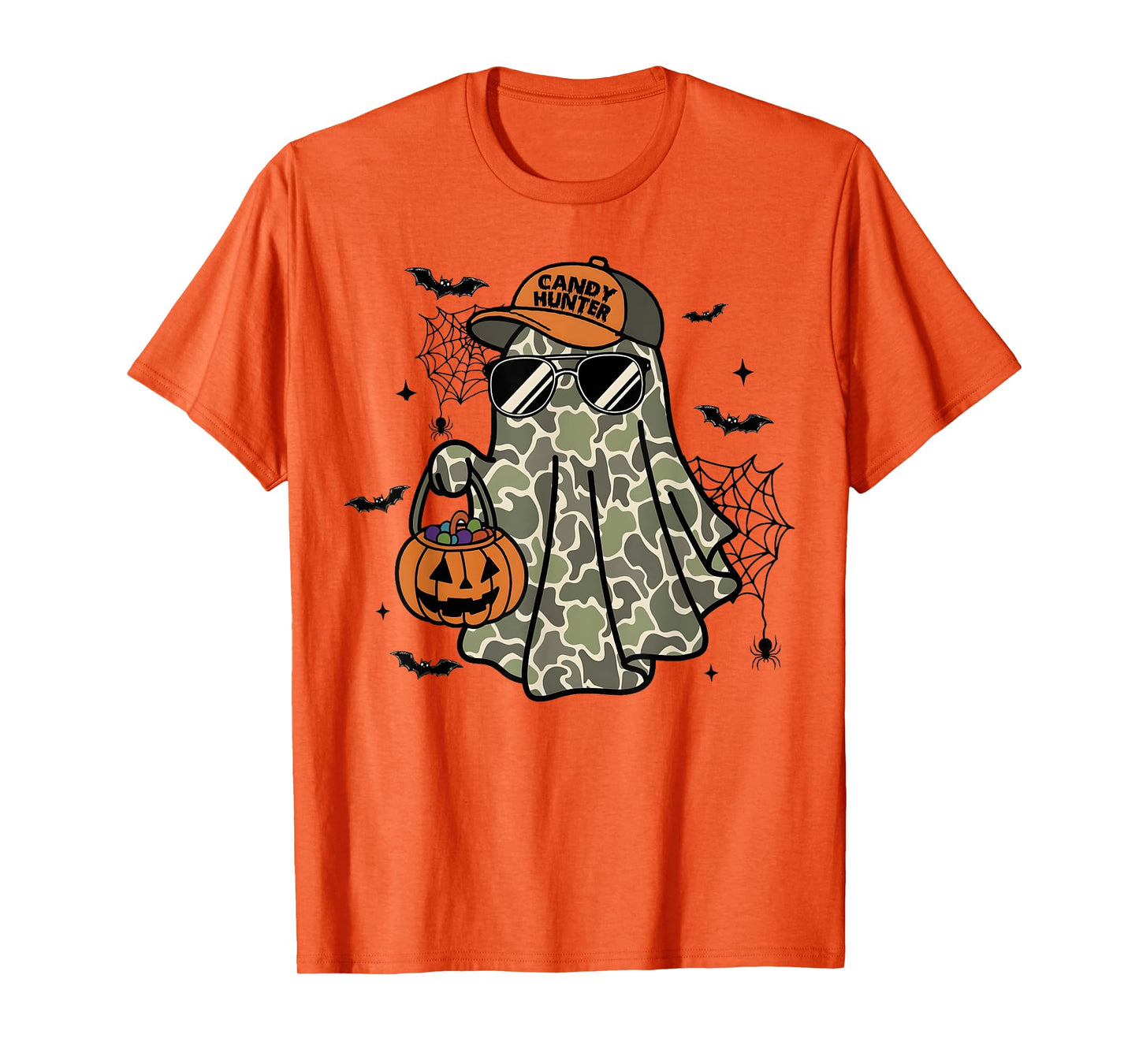 Camo Ghost Halloween Costume Boy Candy Hunter Pumpkin T-Shirt