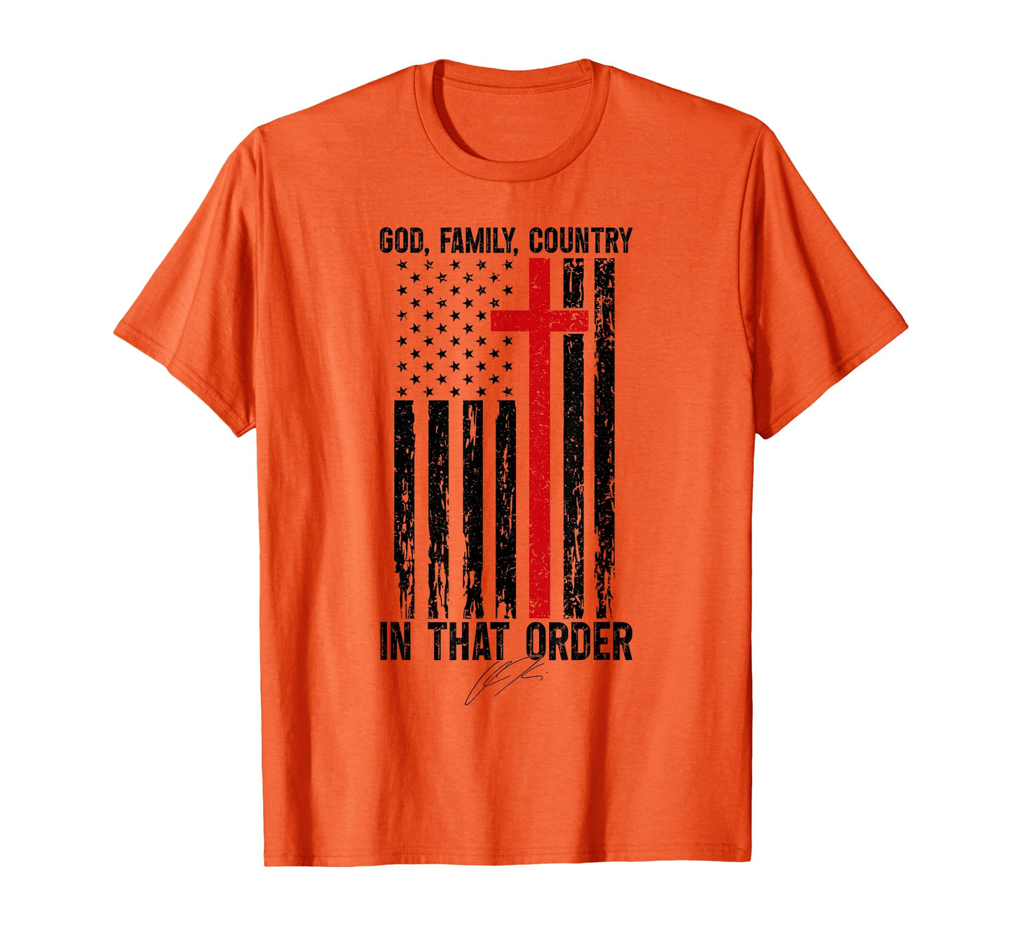 God Family Country - in That Order Vintage US Flag Supporter T-Shirt