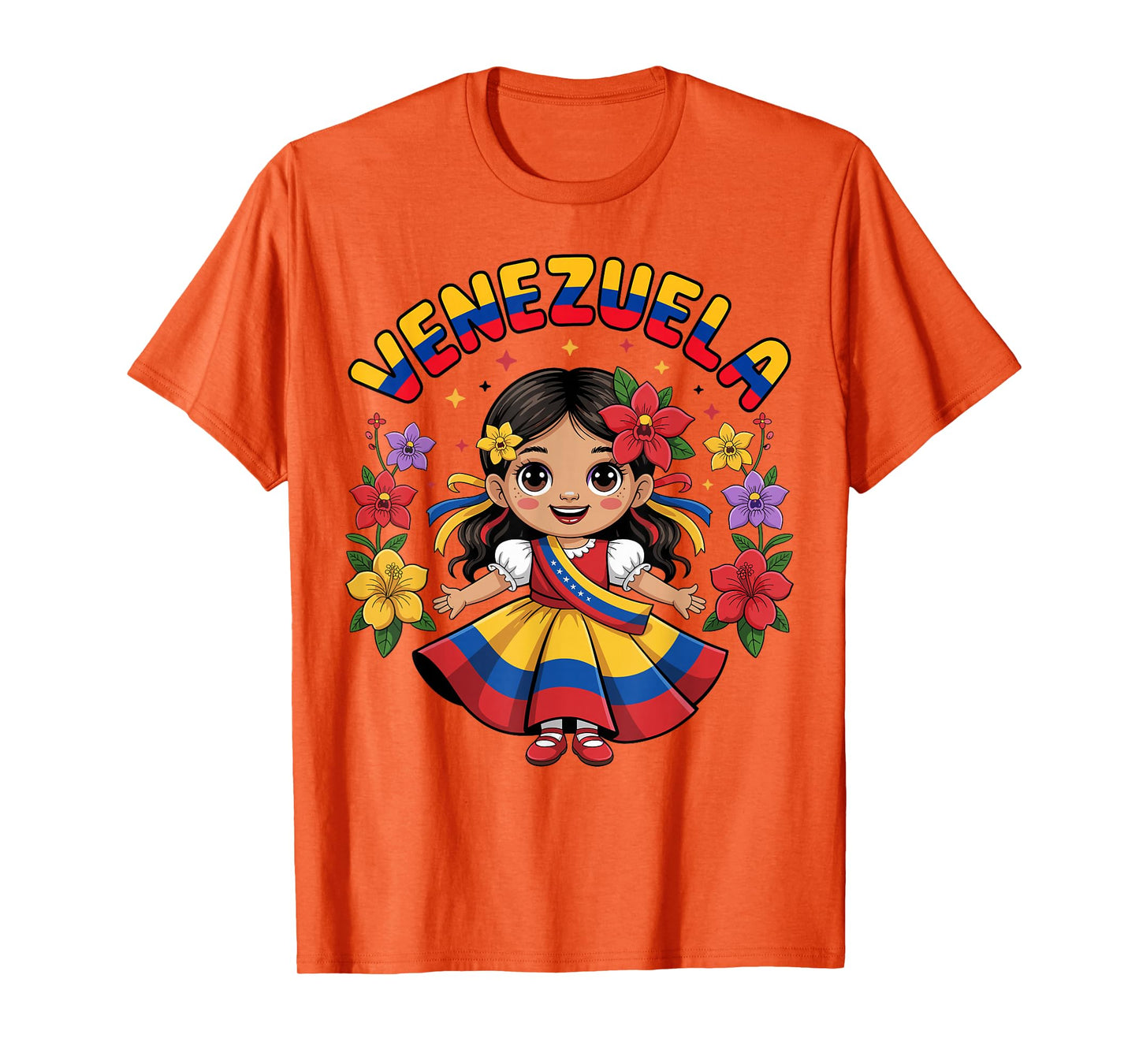 Cute Venezuela Girl Traditional Dress Colorful Art Kids T-Shirt