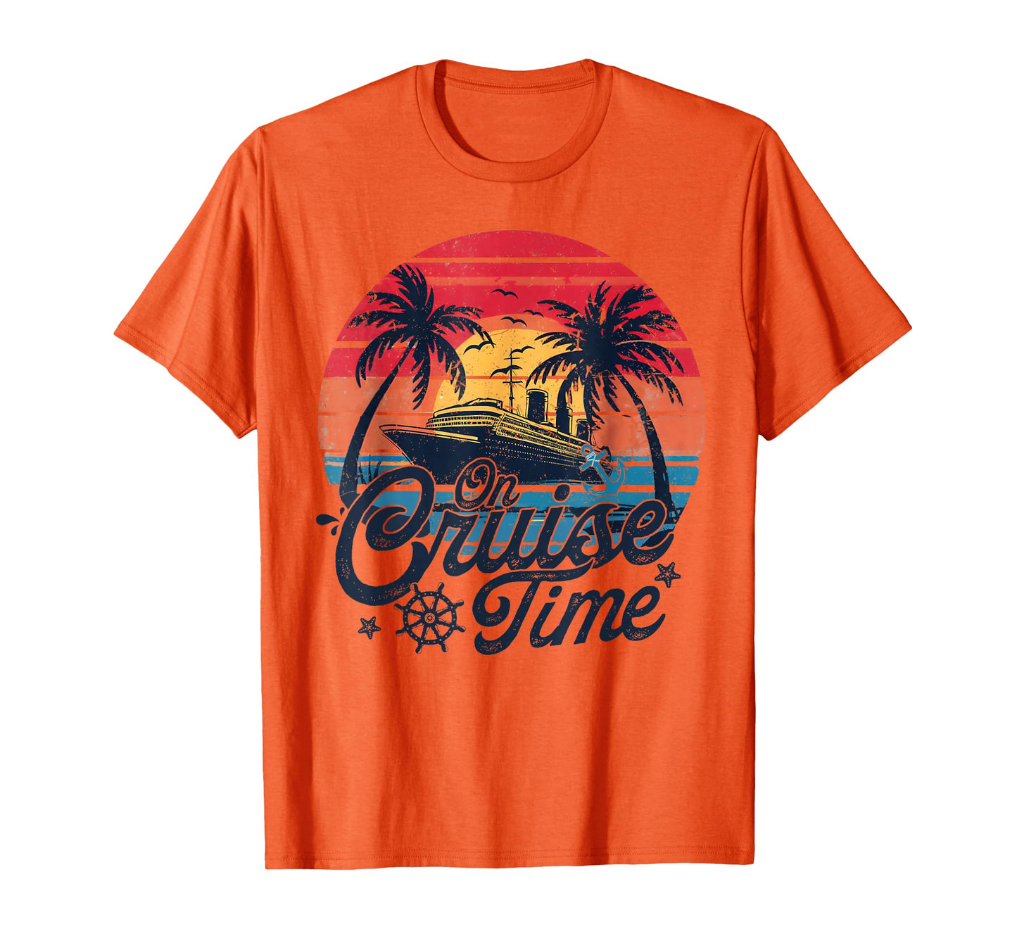 Retro Sunset Cruising On Cruise Time Hello Summer Vacation T-Shirt