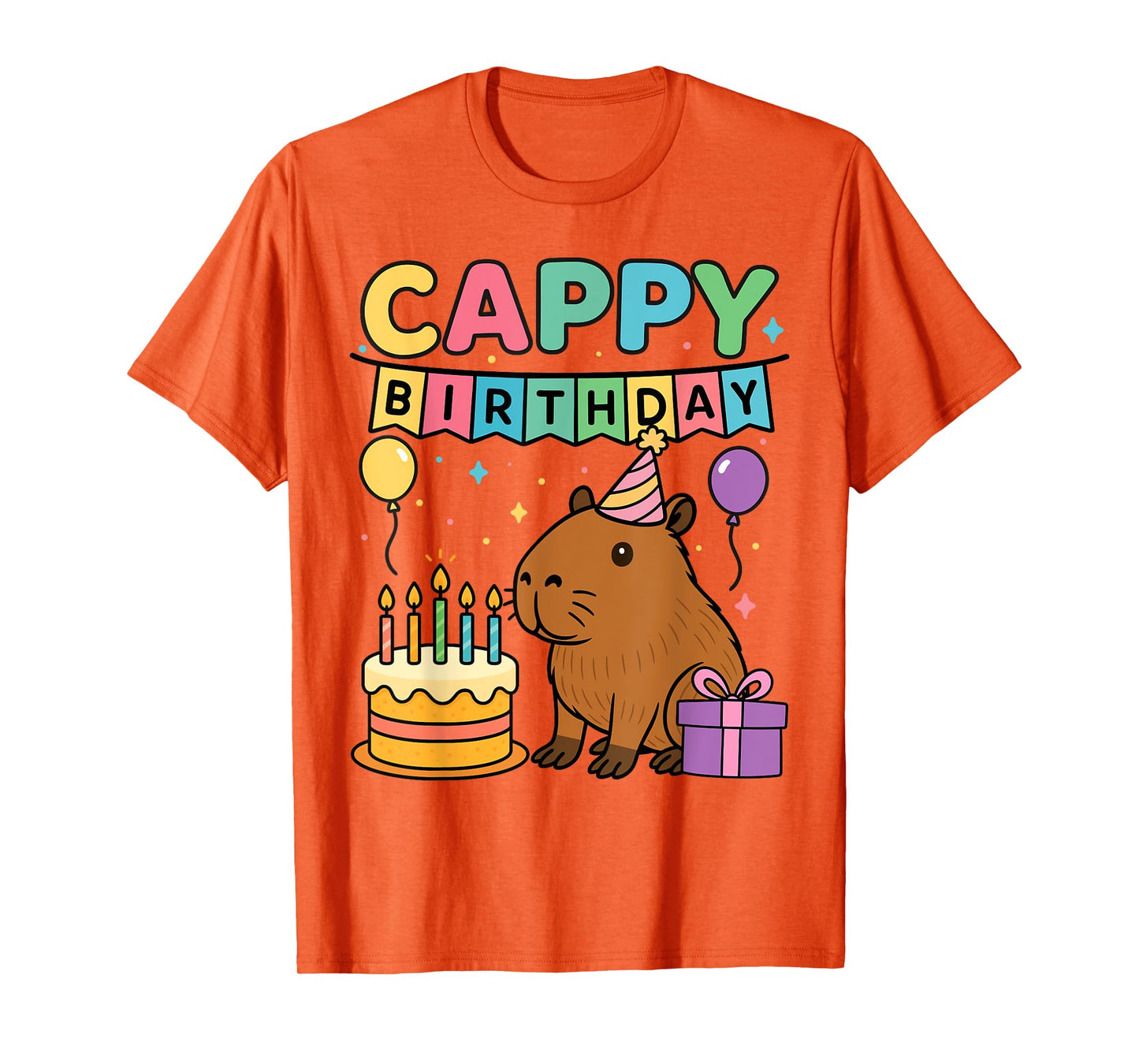 Cute Capybara Lovers Cappy Birthday tee Happy Birthday Party T-Shirt
