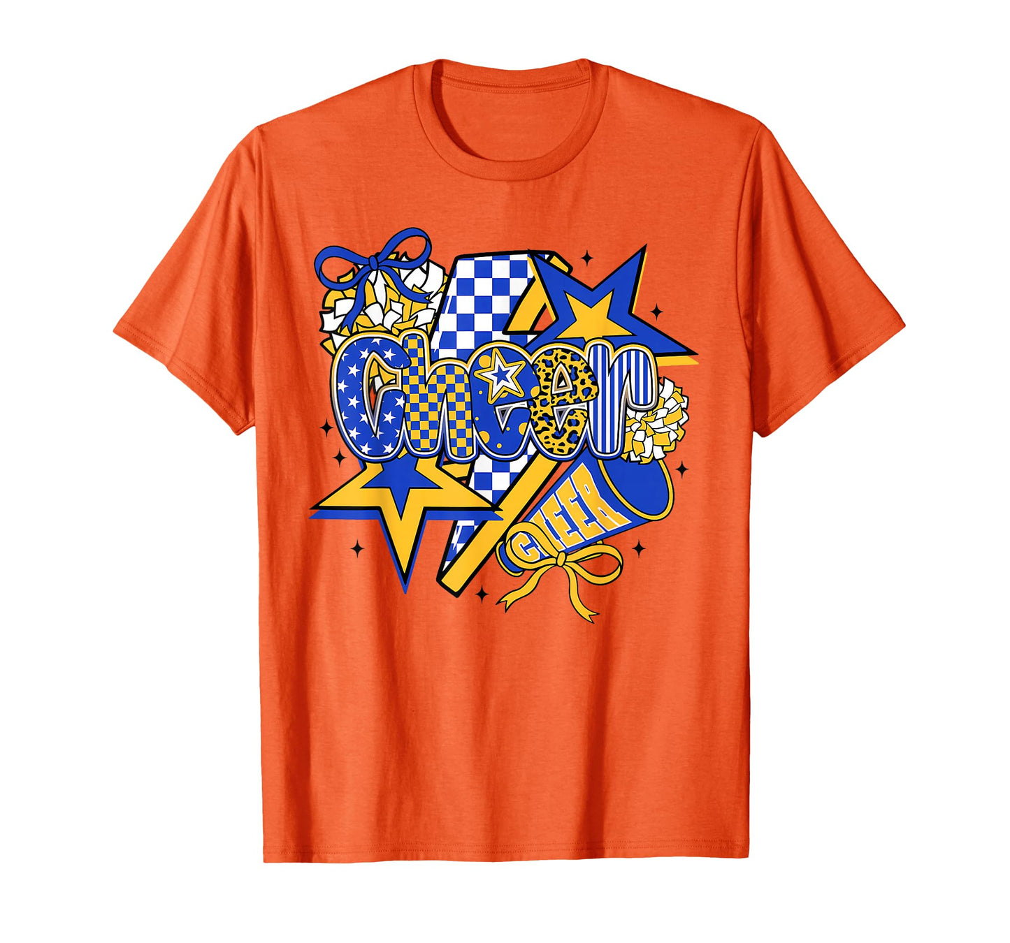Preppy Cheer Game Day Cheer Mom Cheerleader Cheer Blue Gold T-Shirt