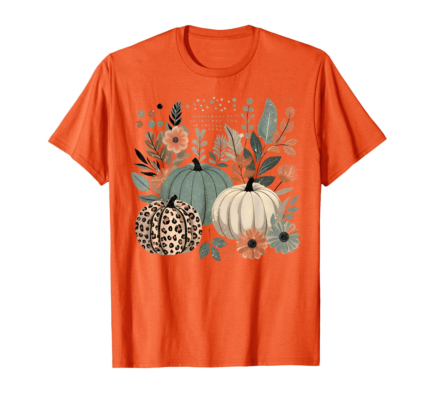 Pumpkin Season Wildflower Thanksgiving Autumn Fall Leaves T-Shirt