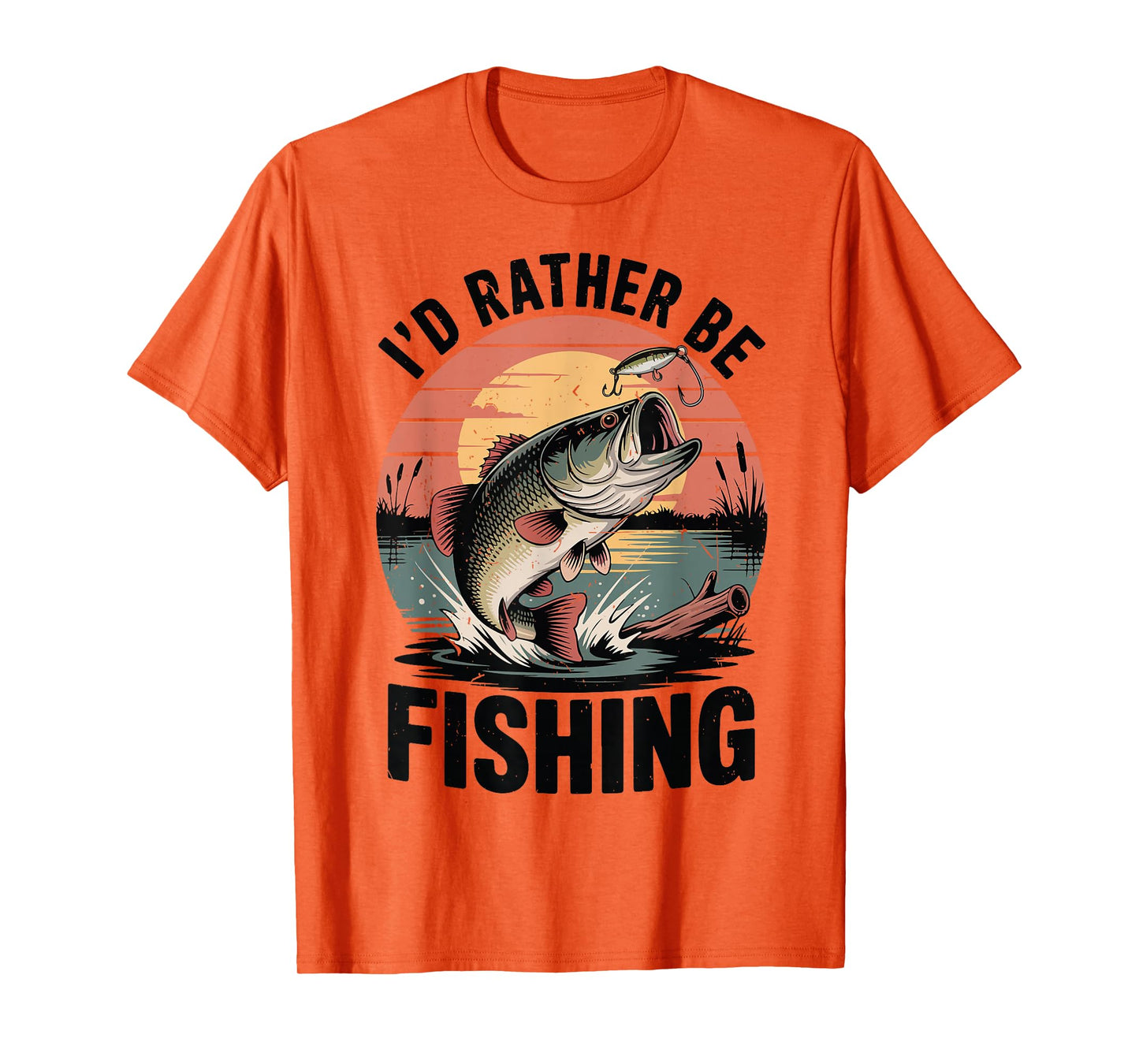 Youth Boy Id Rather Be Fishing Bass Fish Funny Fishing Humor T-Shirt