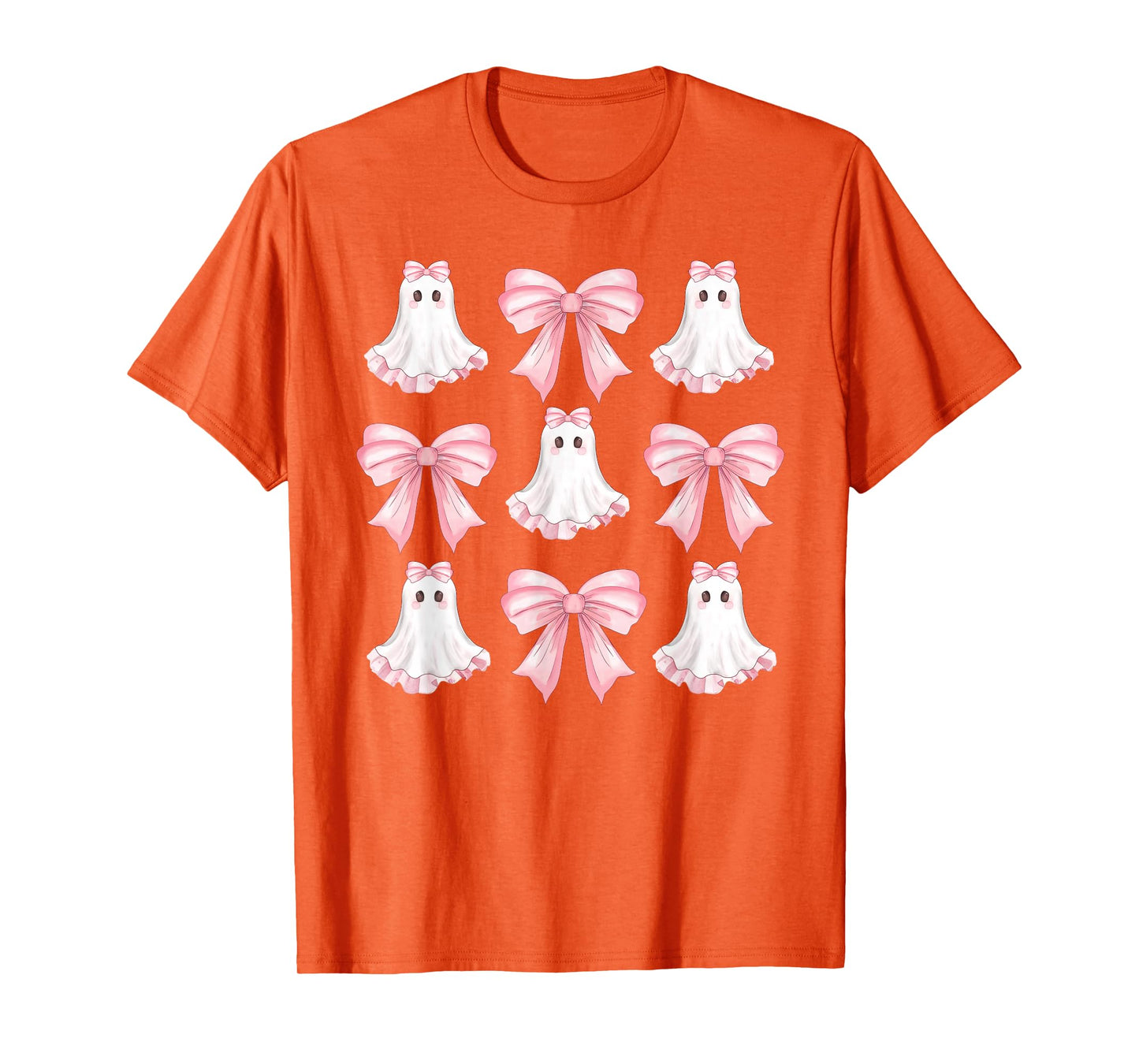 Pink Coquette Bow Ghost Halloween Girls Teens Kids Women T-Shirt