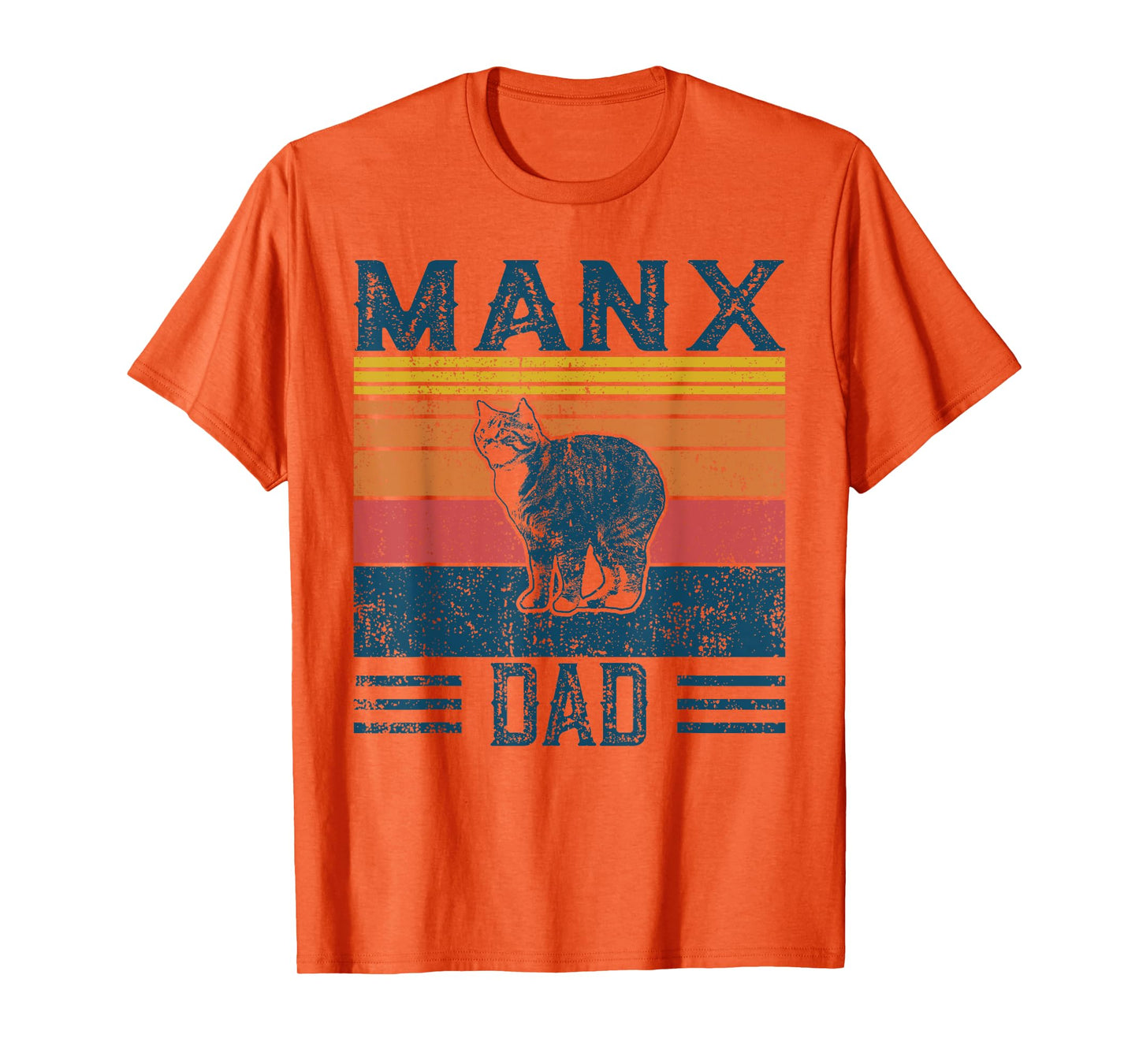 Best Cat Dad Men - Vintage Manx Cat T-Shirt