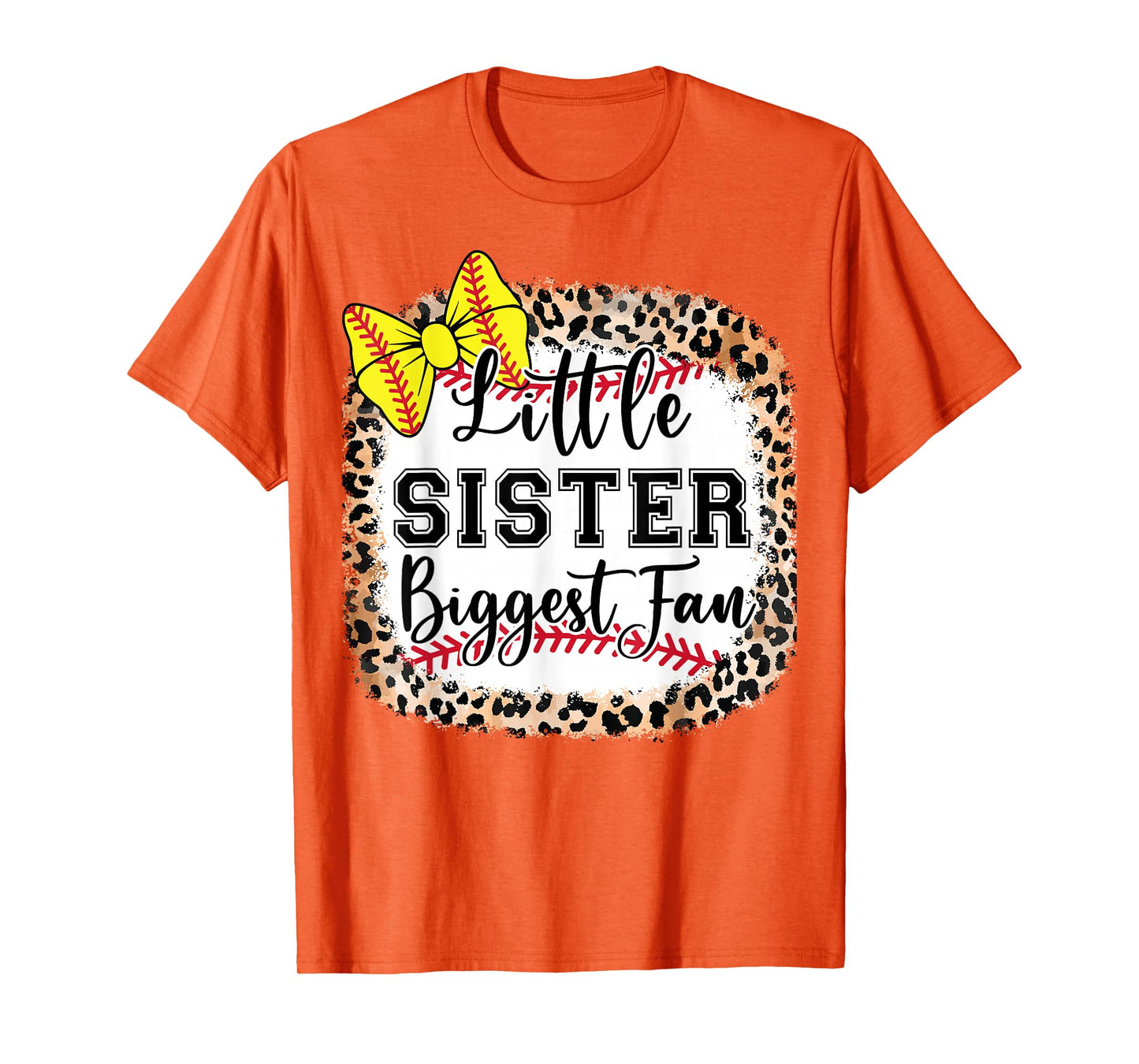 Little Sister Biggest Fan Softball Bow Catcher Teen Girl Mom T-Shirt