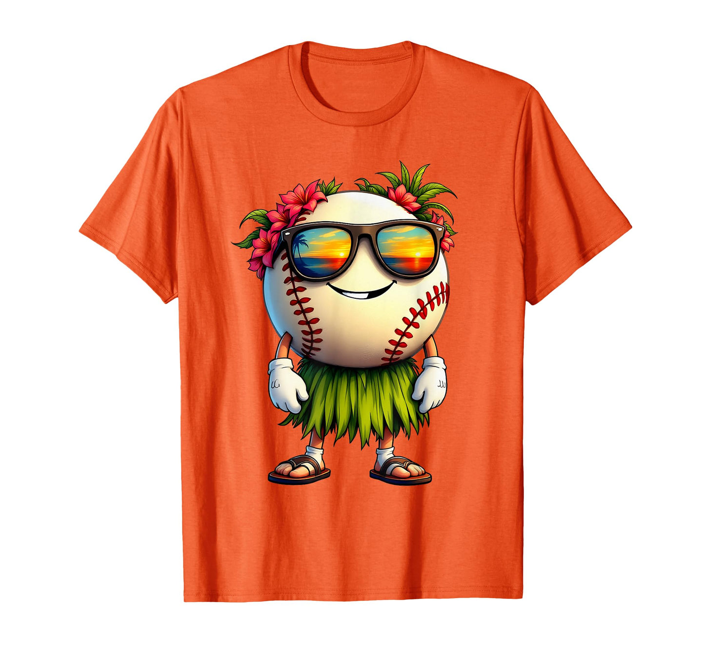 Funny Hawaii Baseball Ball Hawaiian Tropical Summer Vacation T-Shirt