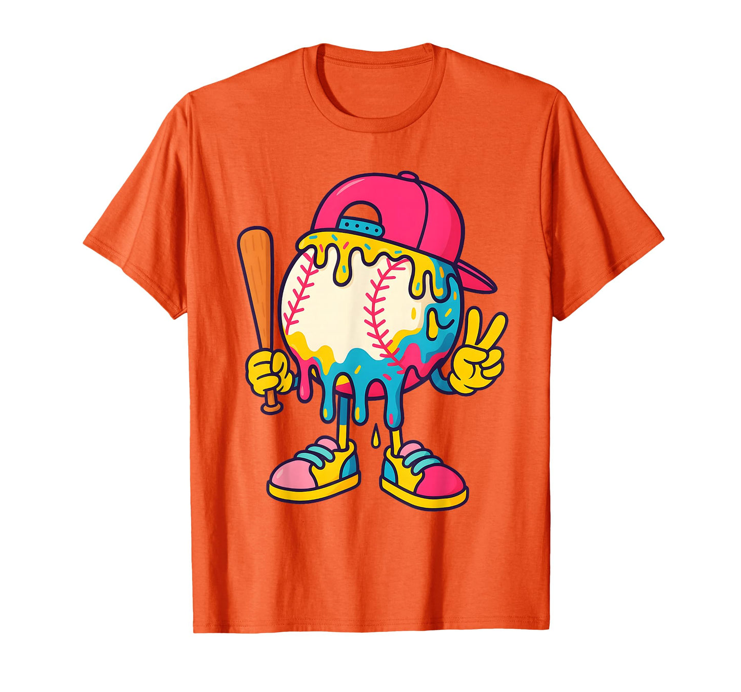 Baseball Ice Cream Drip Youth Back To school Baseball Stuff T-Shirt