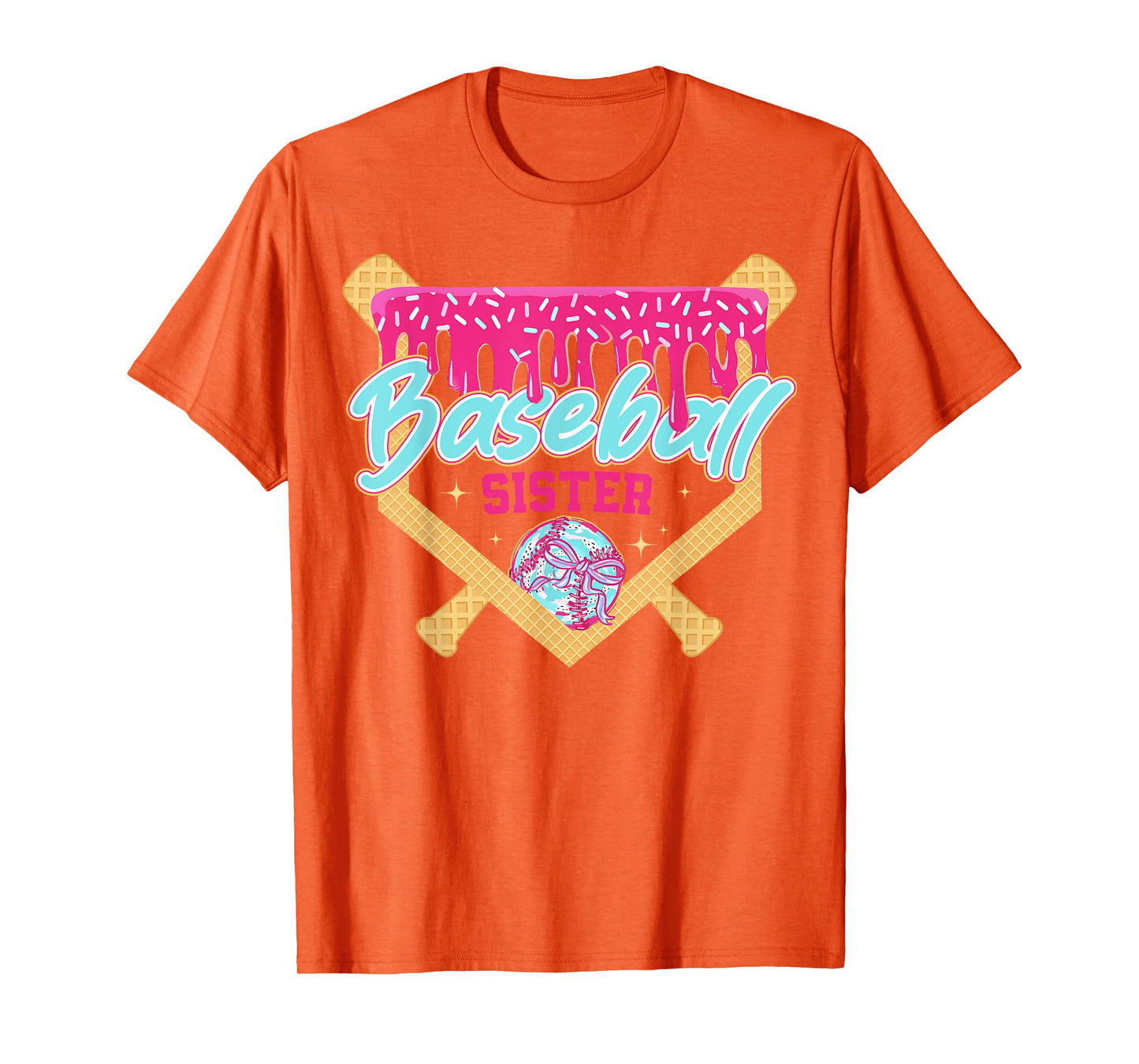 Baseball Sister Drip Ice Cream Baseball Game Day T-Shirt