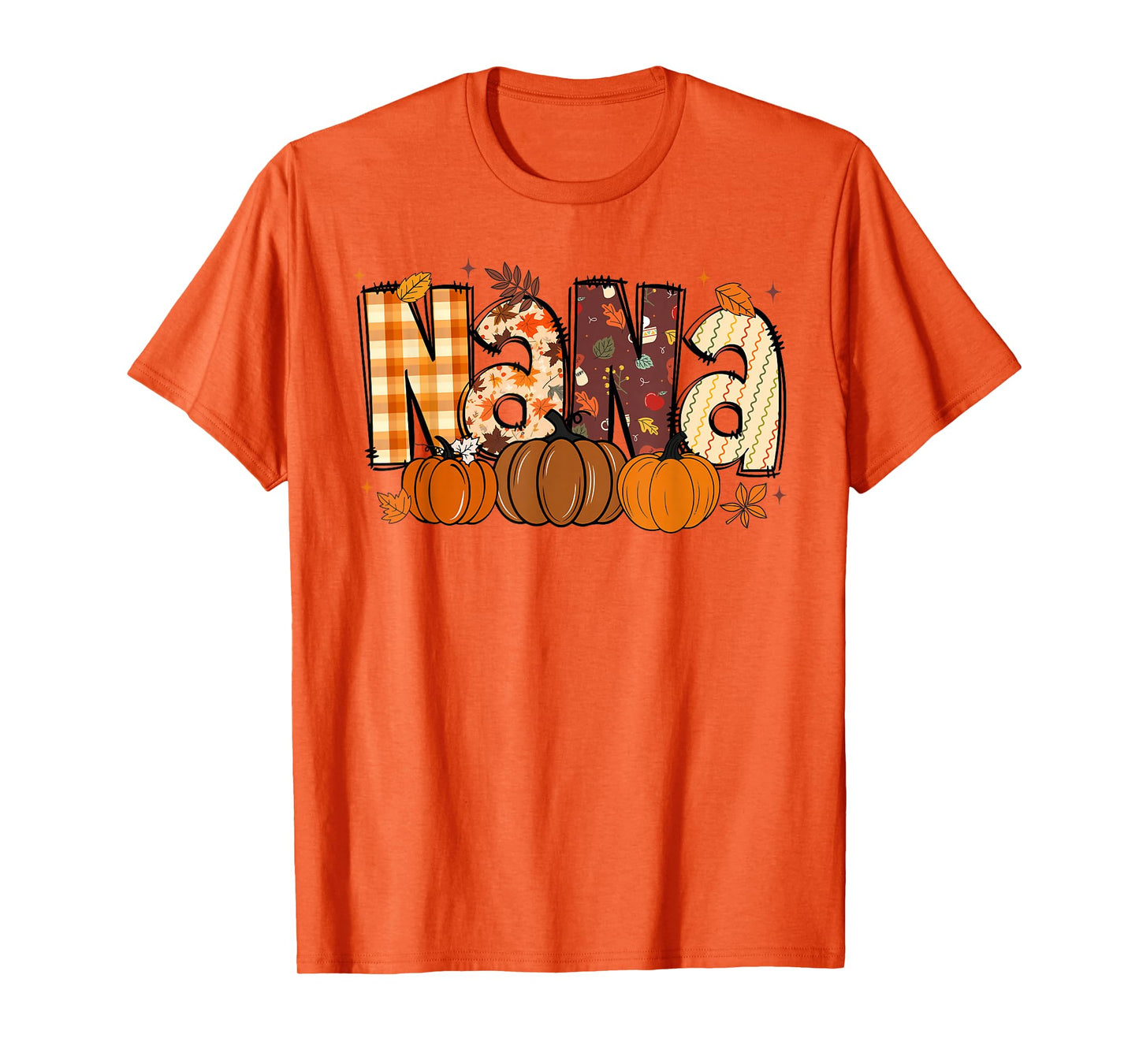 Retro Nana Pumpkin Fall Leaves Grandma Fall Thanksgiving T-Shirt