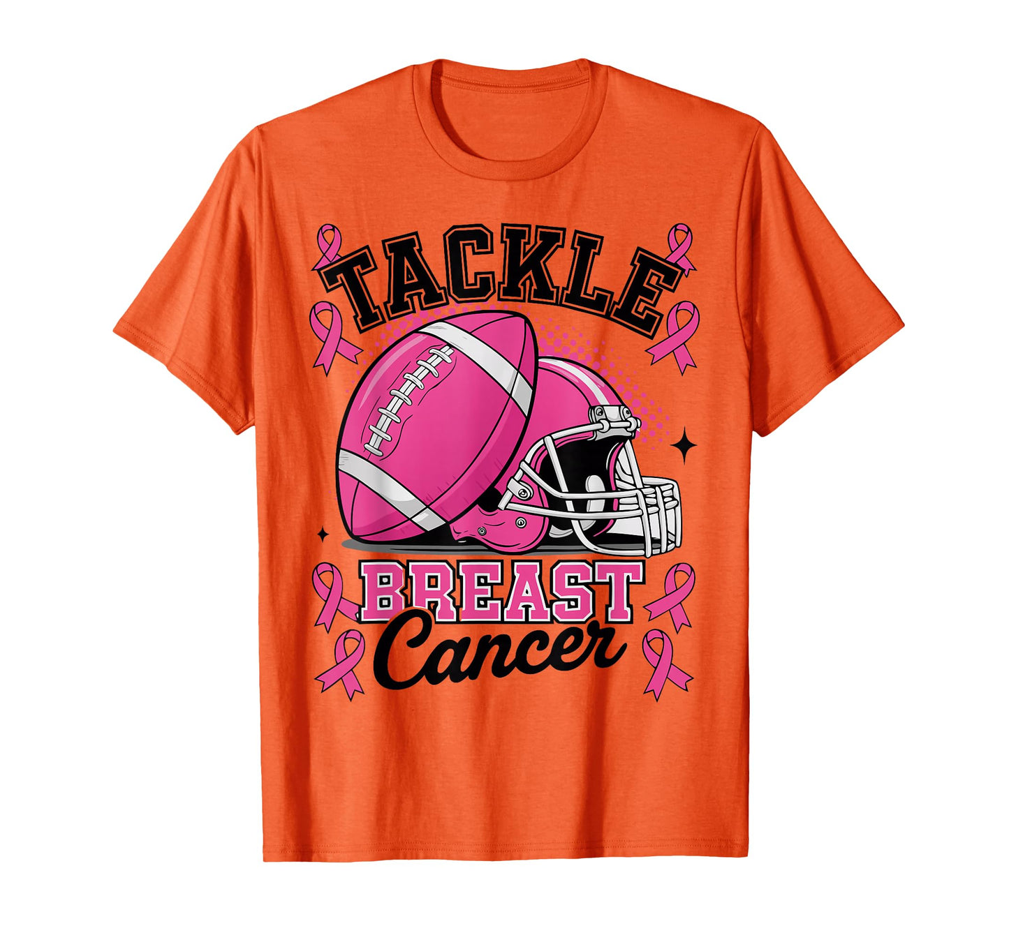 Tackle Breast Cancer Awareness Pink Ribbon Football T-Shirt