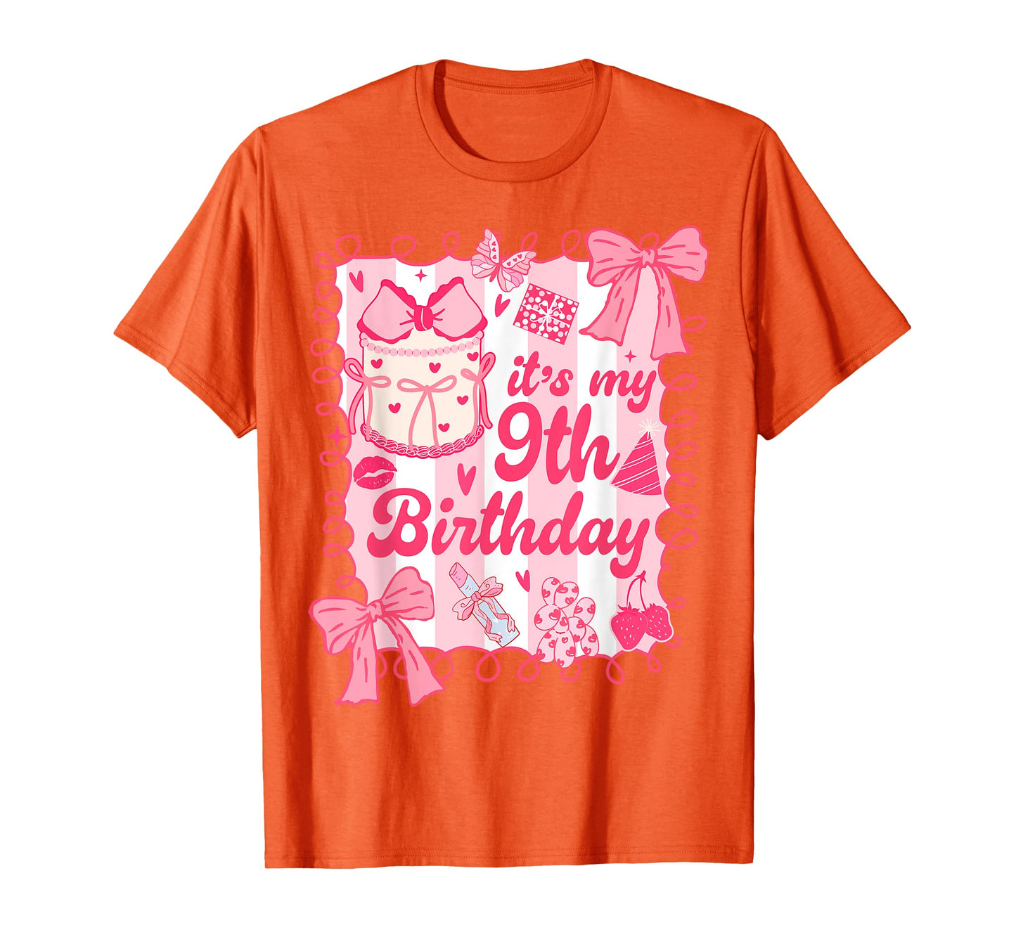 Kid It's My 9th Birthday Coquette Aesthetic 9 Years Old Girl T-Shirt