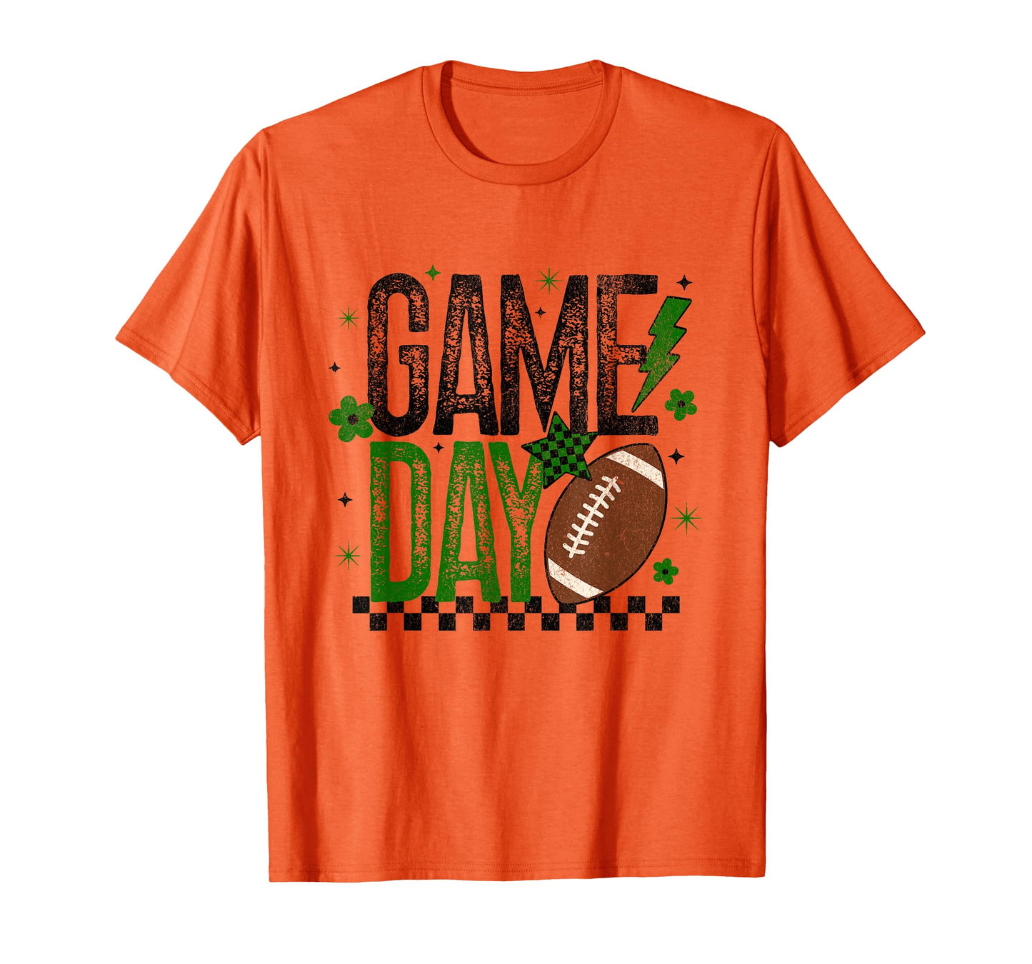 Game Day Retro Football Season Green & Black Lightning Bolt T-Shirt