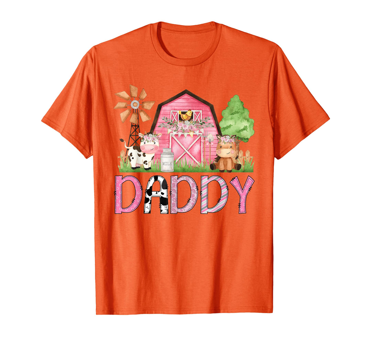 Daddy Pink Farm Animal Birthday Kids Matching Family T-Shirt