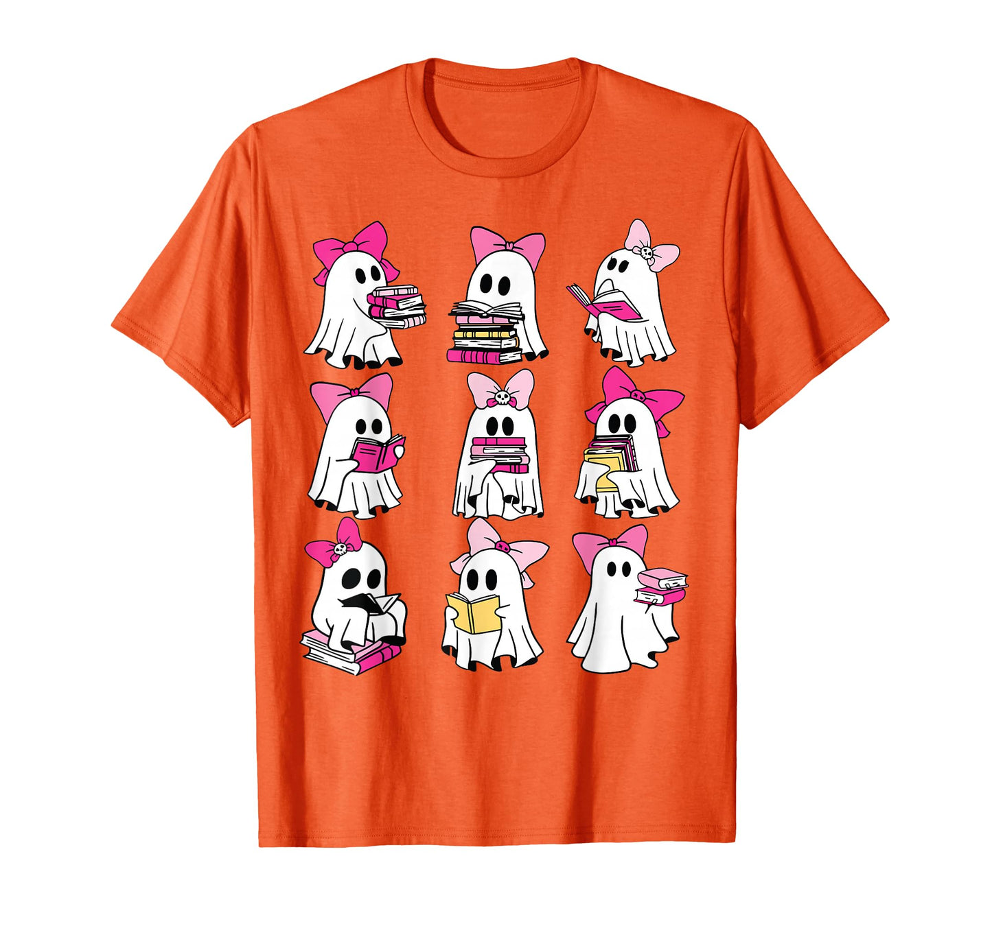 Halloween Pink Ghost Read More Books Spooky Boo Teacher Kids T-Shirt