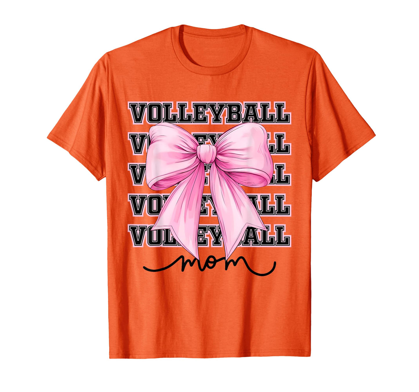 Volleyball Mom Pink Coquette Bow Game Day Mama Mothers Day T-Shirt