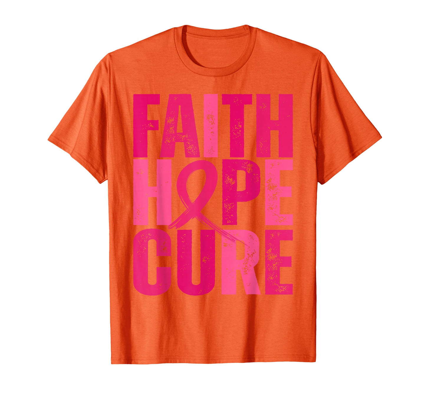 Retro Faith Hope Cure Pink Ribbon Breast Cancer Awareness T-Shirt