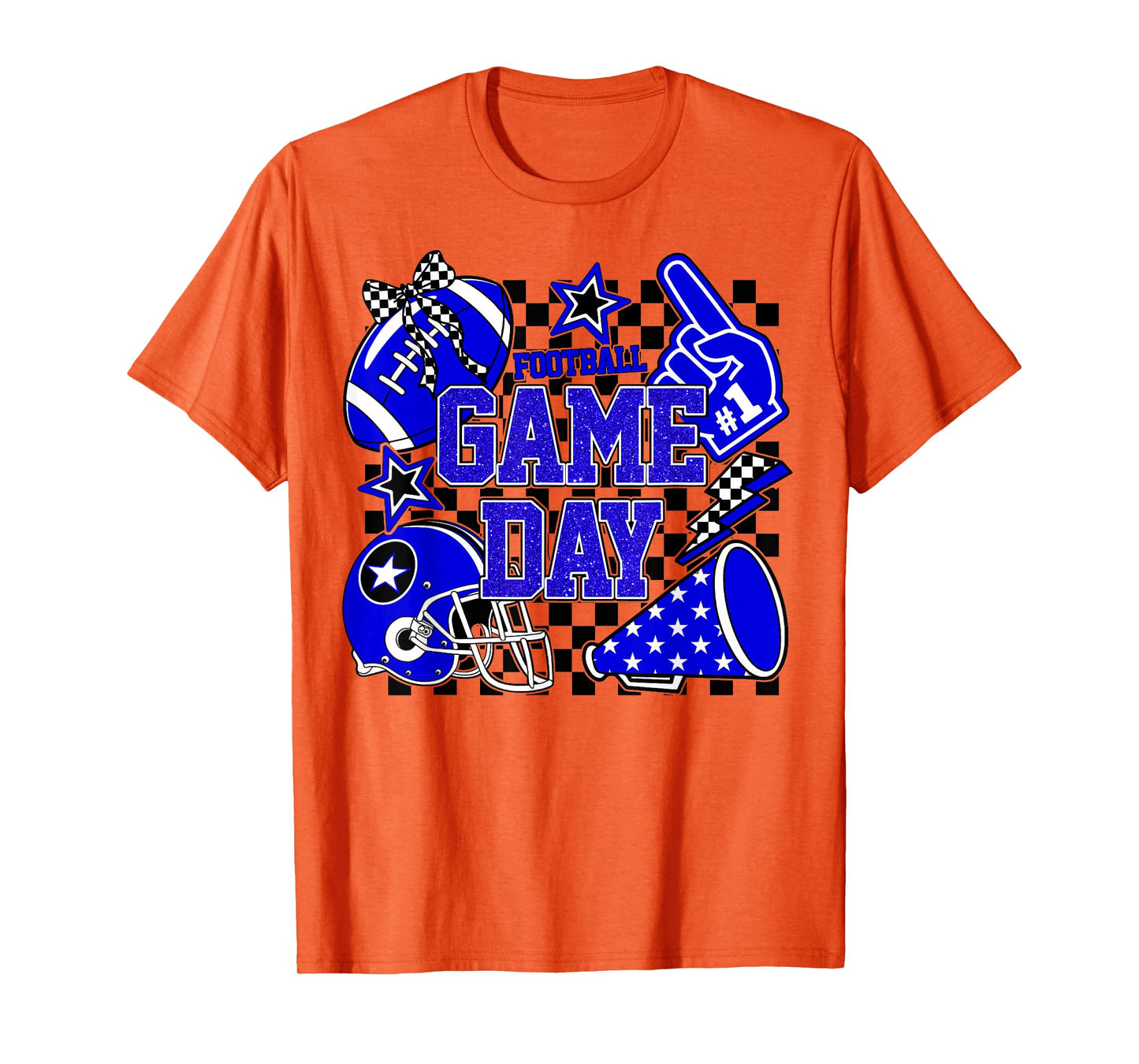 Game Day Football Touchdown Season Girly Team Spirit Blue T-Shirt