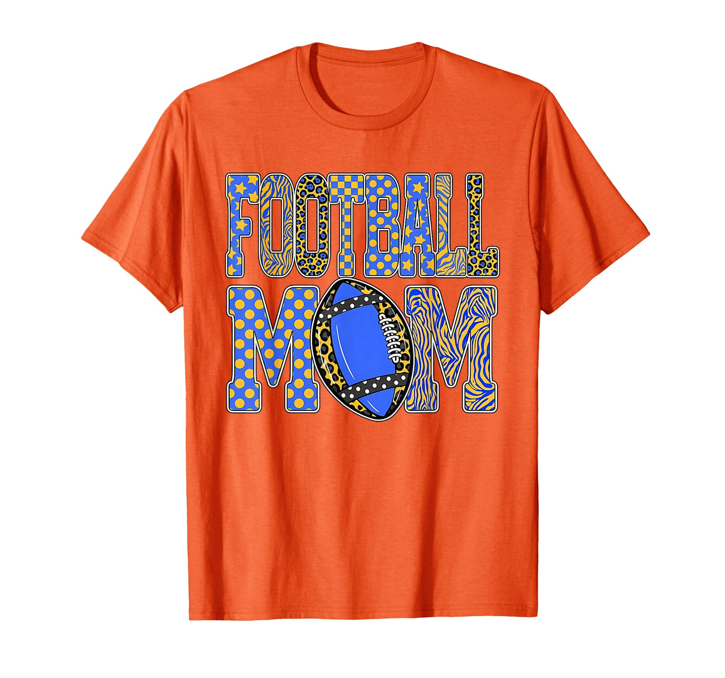 Leopard Blue Gold Checkered Football Touchdown Season T-Shirt