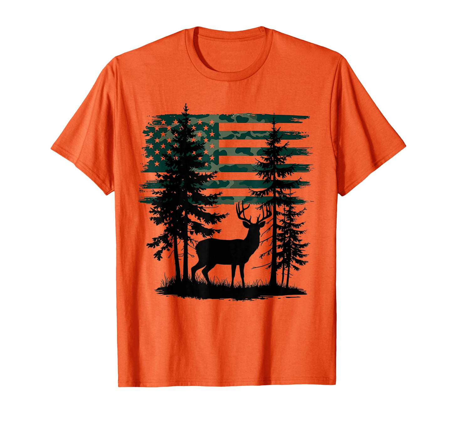 Men Youth Kids Orange Hunting Shirt Deer Hunters Camo Flag T-Shirt