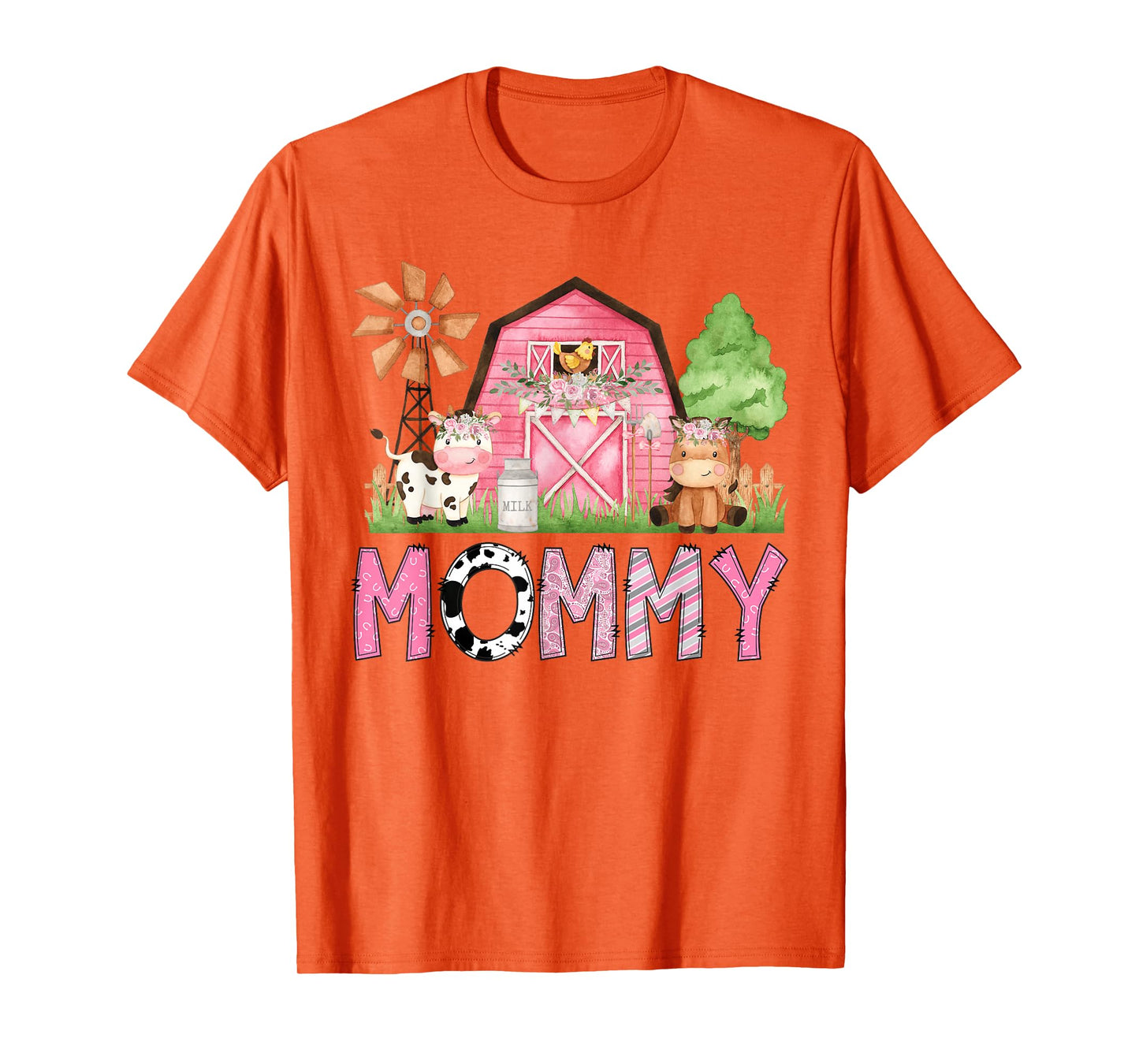 Mommy Pink Farm Animal Birthday Kids Matching Family T-Shirt