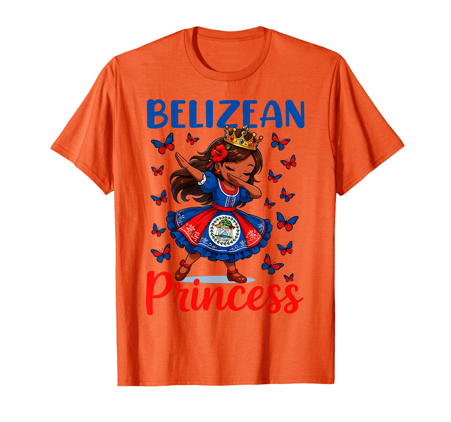 Belizean Princess Dabbing Girl Cute Belize Pride Outfit Kids T-Shirt