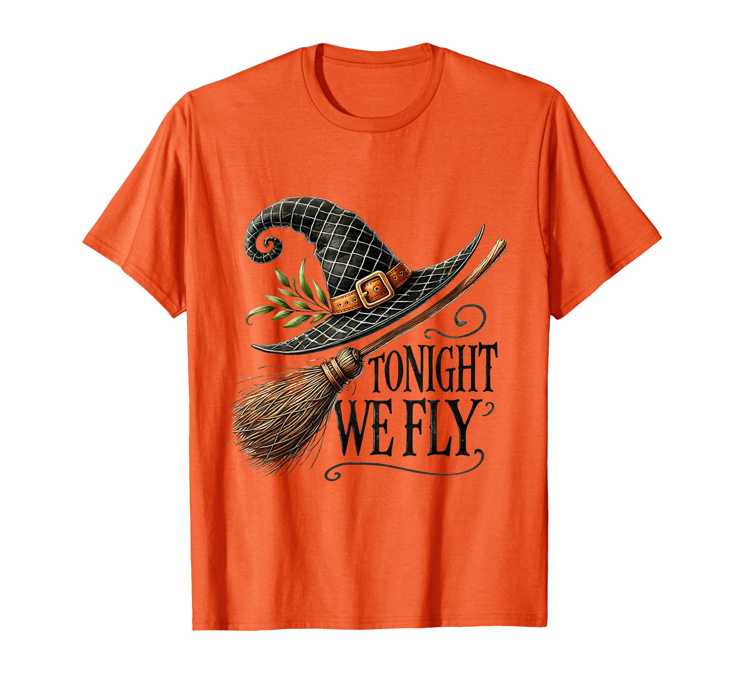 Tonight We Fly Fun Halloween Pumpkin Witches Ghost Graphic T-Shirt