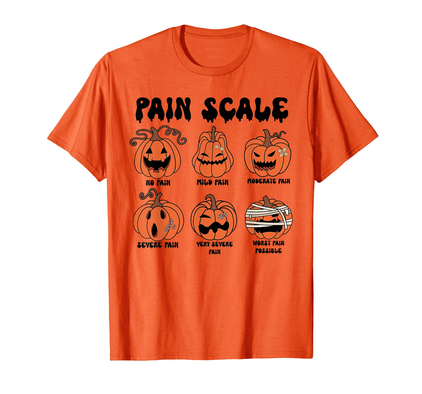 Pain Scale Spooky Pumpkin Fall Halloween Trauma Nurse Triage T-Shirt