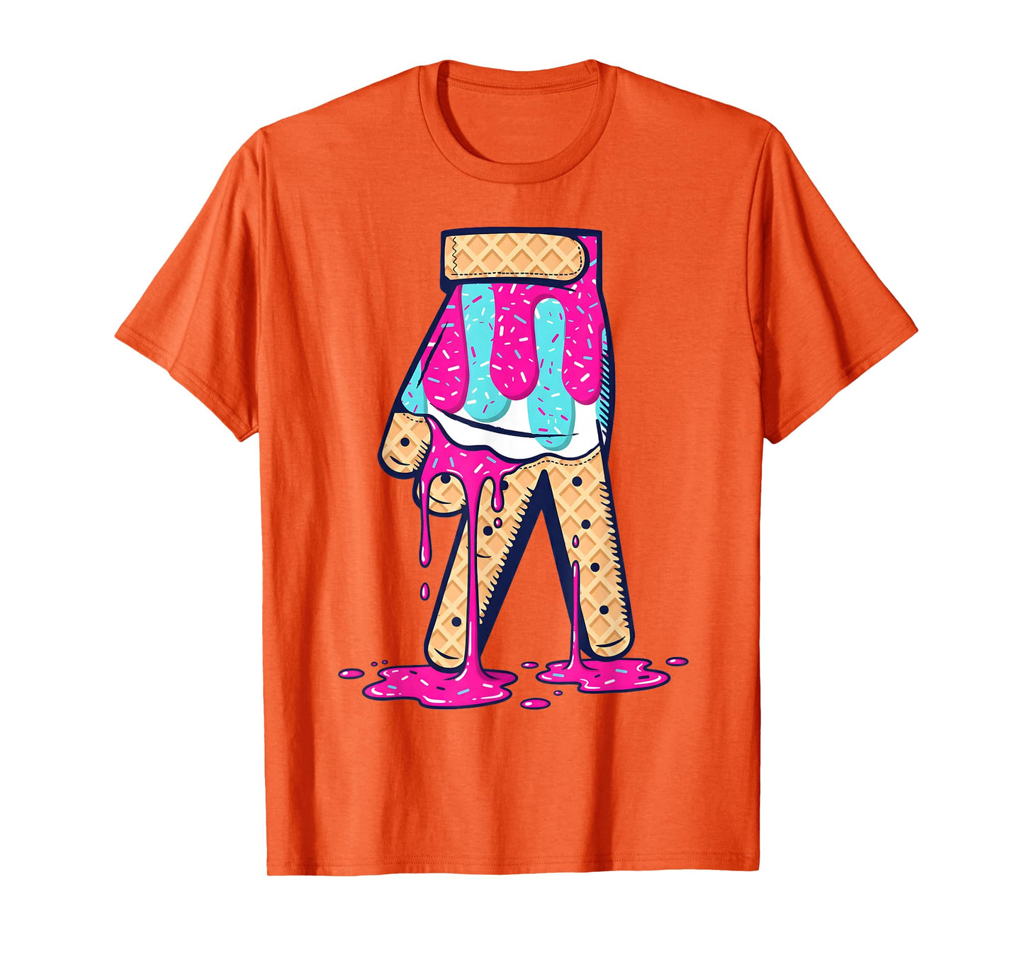 Baseball Ice Cream Drip Boys Glove Sprinkles Baseball Lover T-Shirt