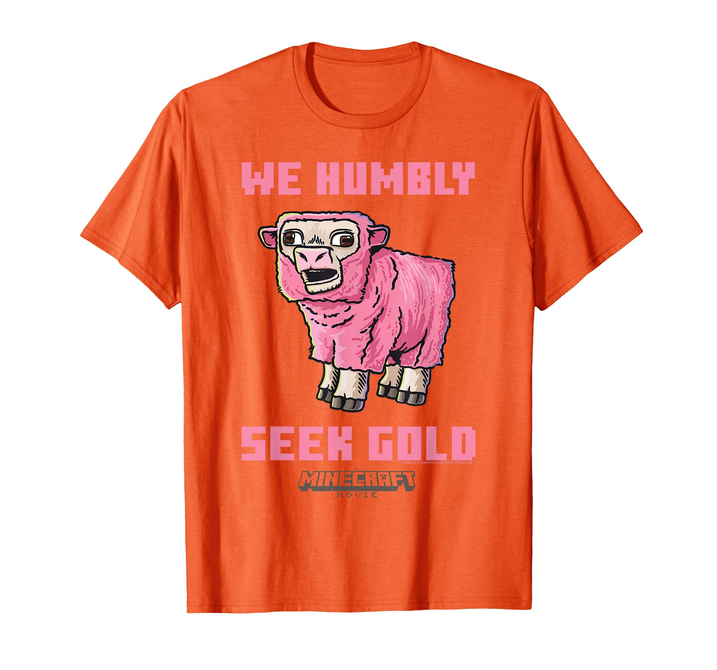 A Minecraft Movie We Humbly Seek Gold Pink Sheep T-Shirt