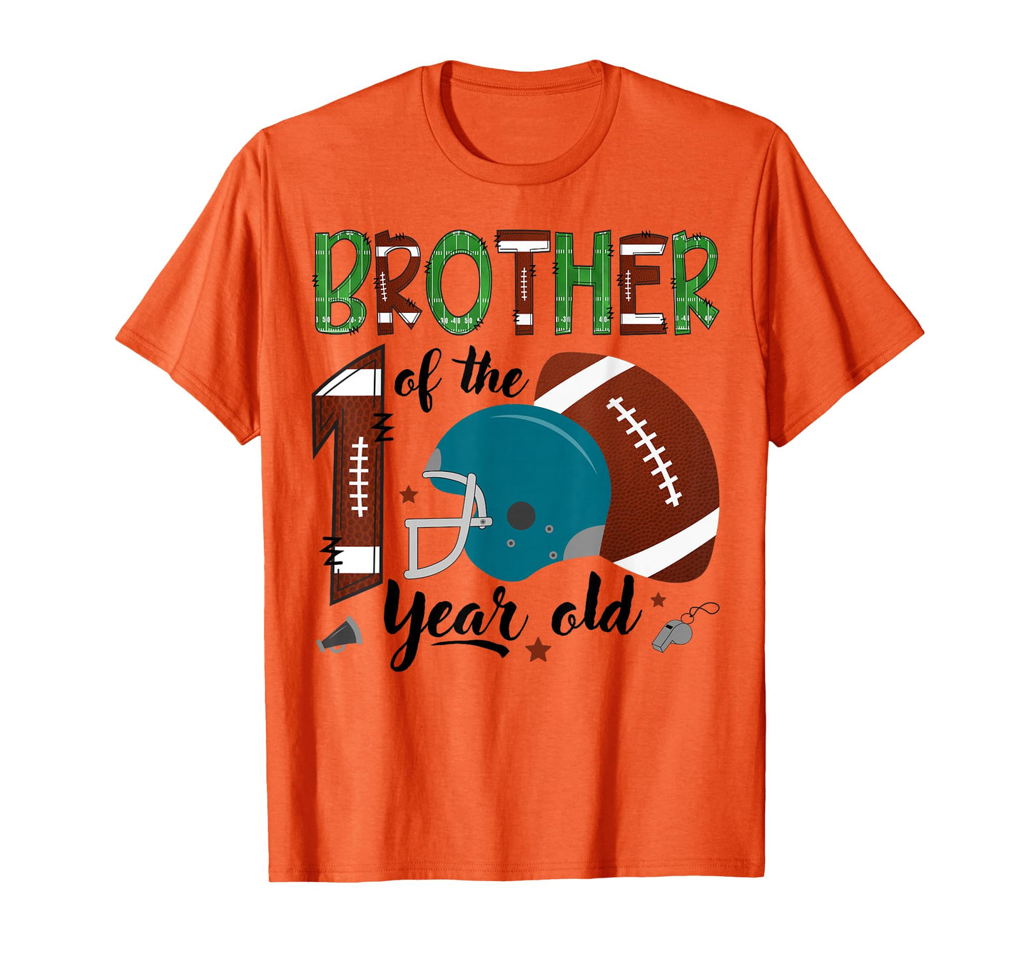 Brother Of The 1 Year Old Football 1St Year Down Birthday T-Shirt