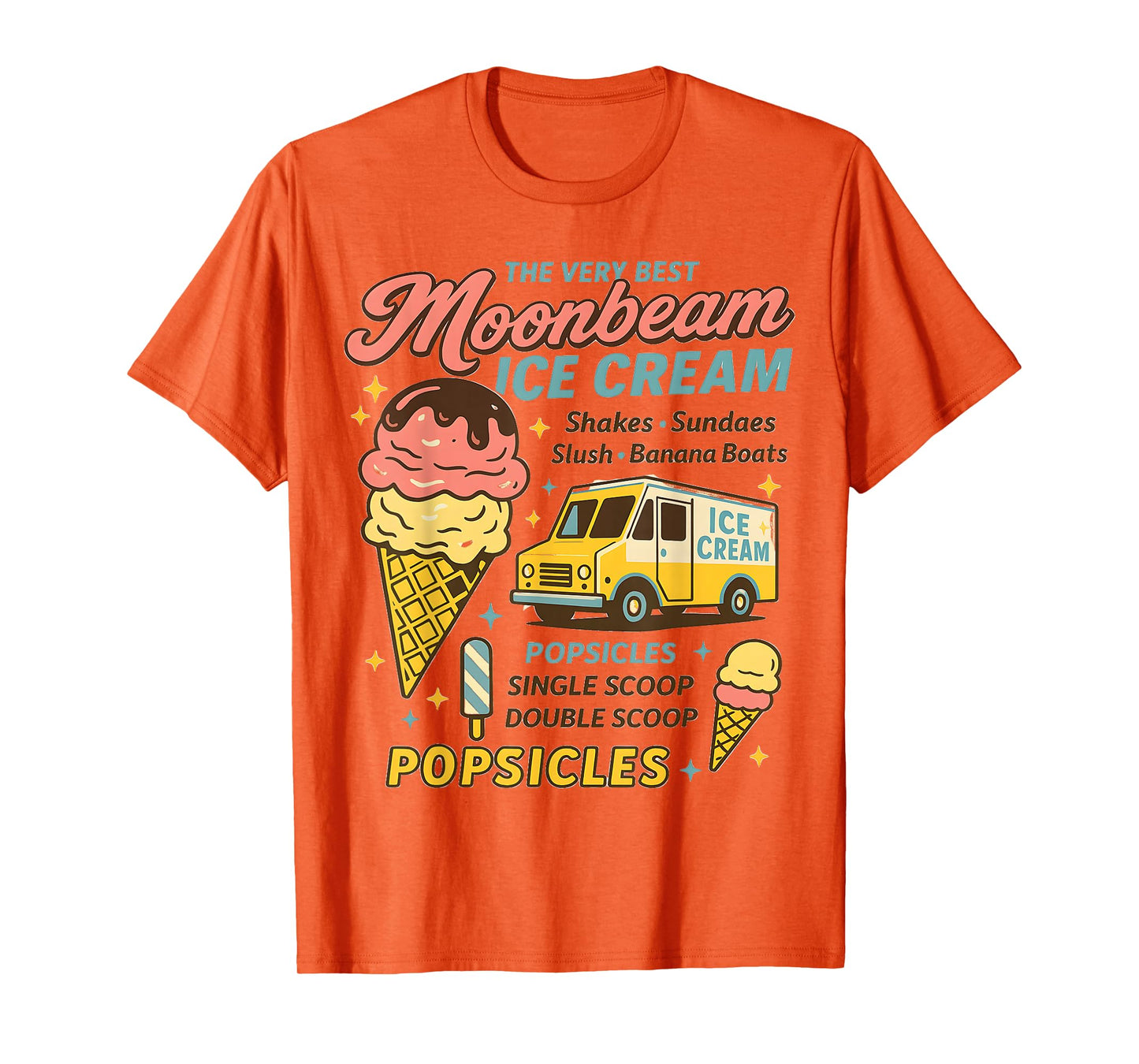 Vintage Moonbeam Ice Cream Truck Retro Double Scoop Popsicle T-Shirt