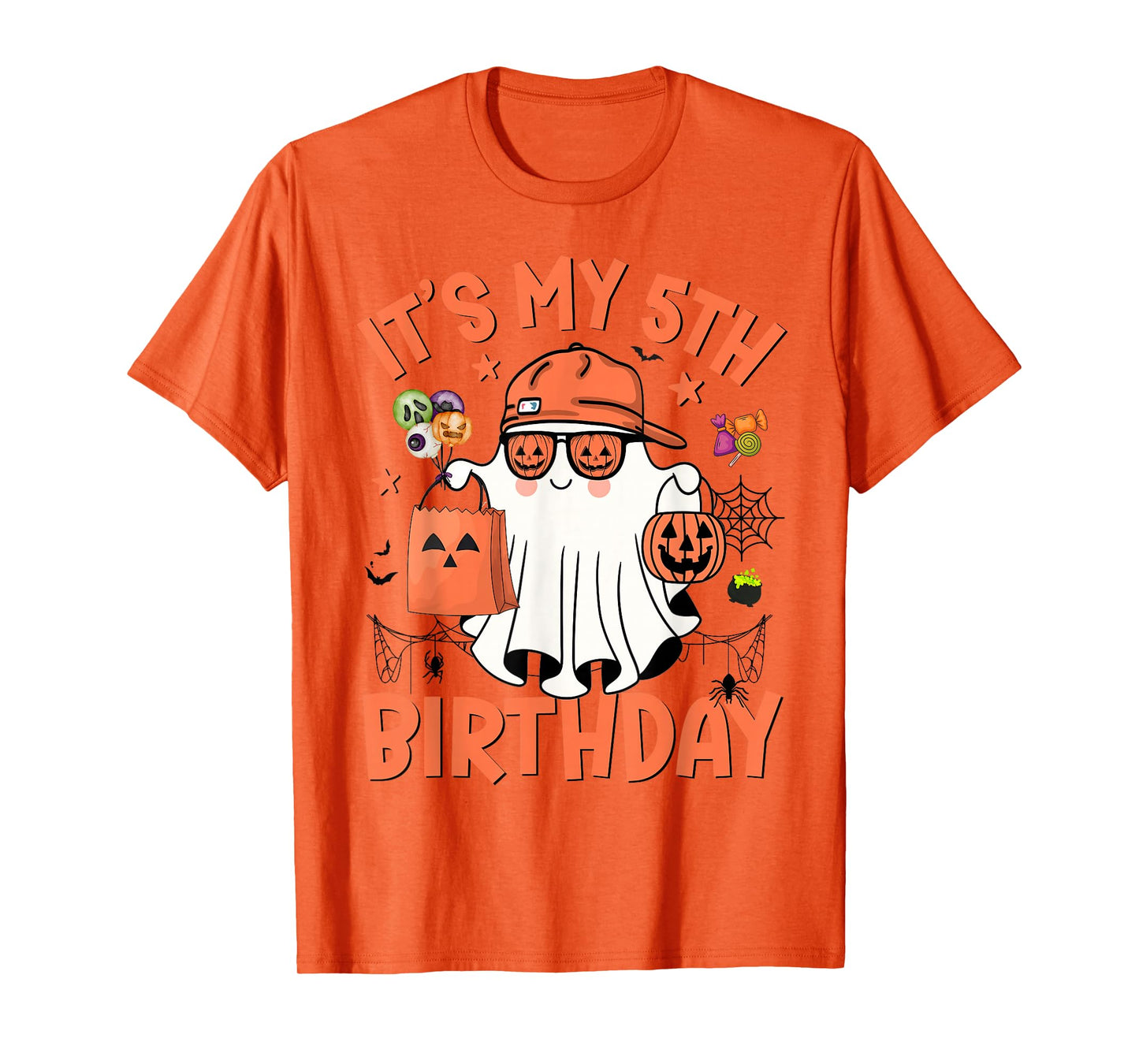 It's My 5th Birthday Funny Halloween Ghost Boo 5th Bday Boys T-Shirt