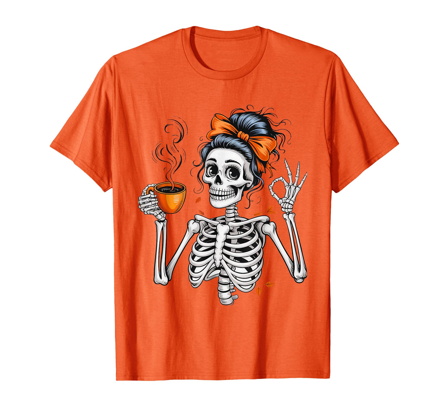 Halloween Skeleton Coffee Messy Bun for Women Halloween T-Shirt