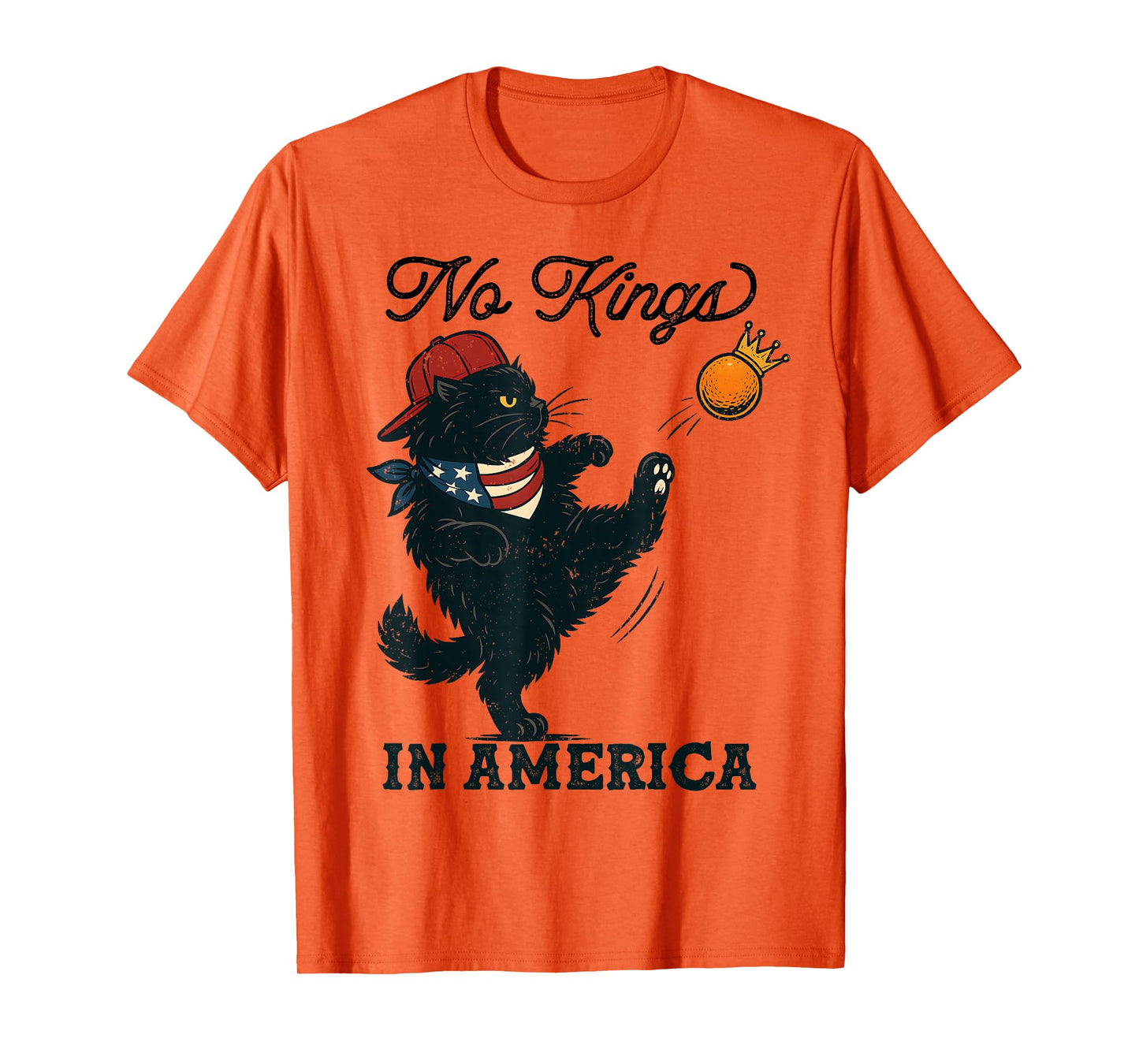 Black Cat No Kings In America, Vintage Cats Against Trump T-Shirt