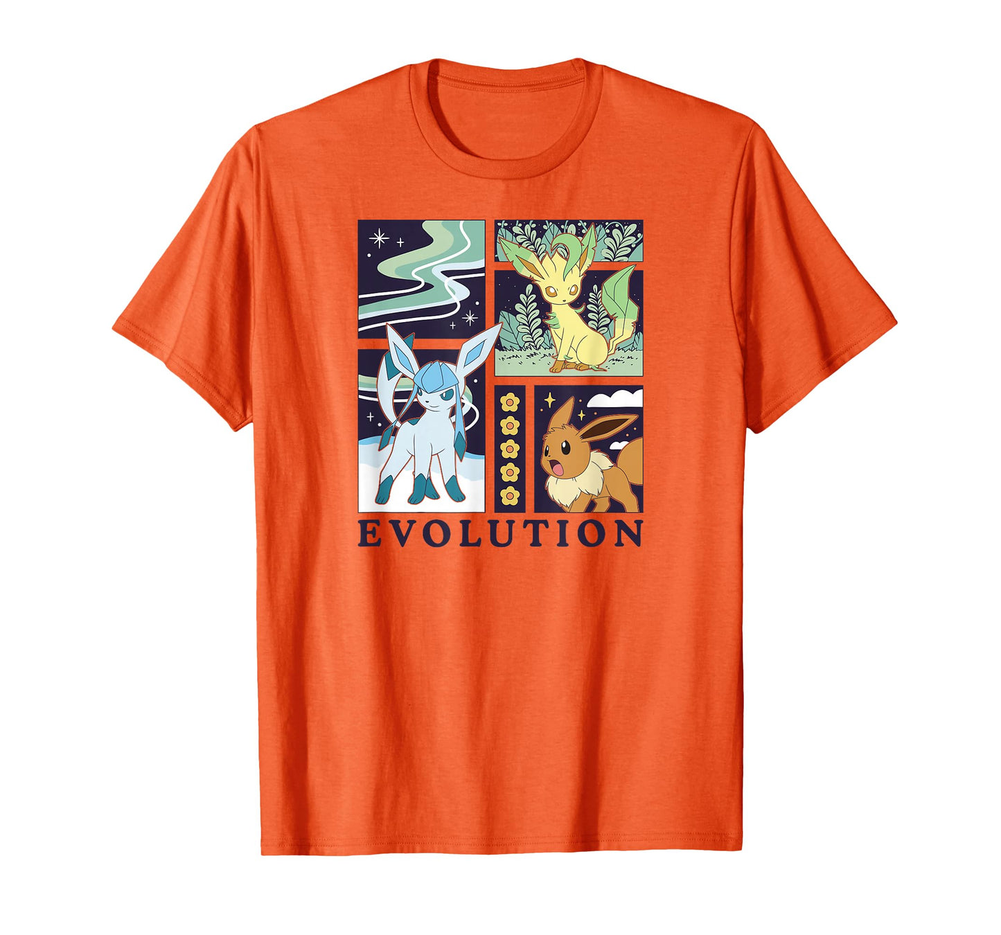 Pokémon - Eevee Glaceon Leafeon Evolution Ice Grass Normal T-Shirt