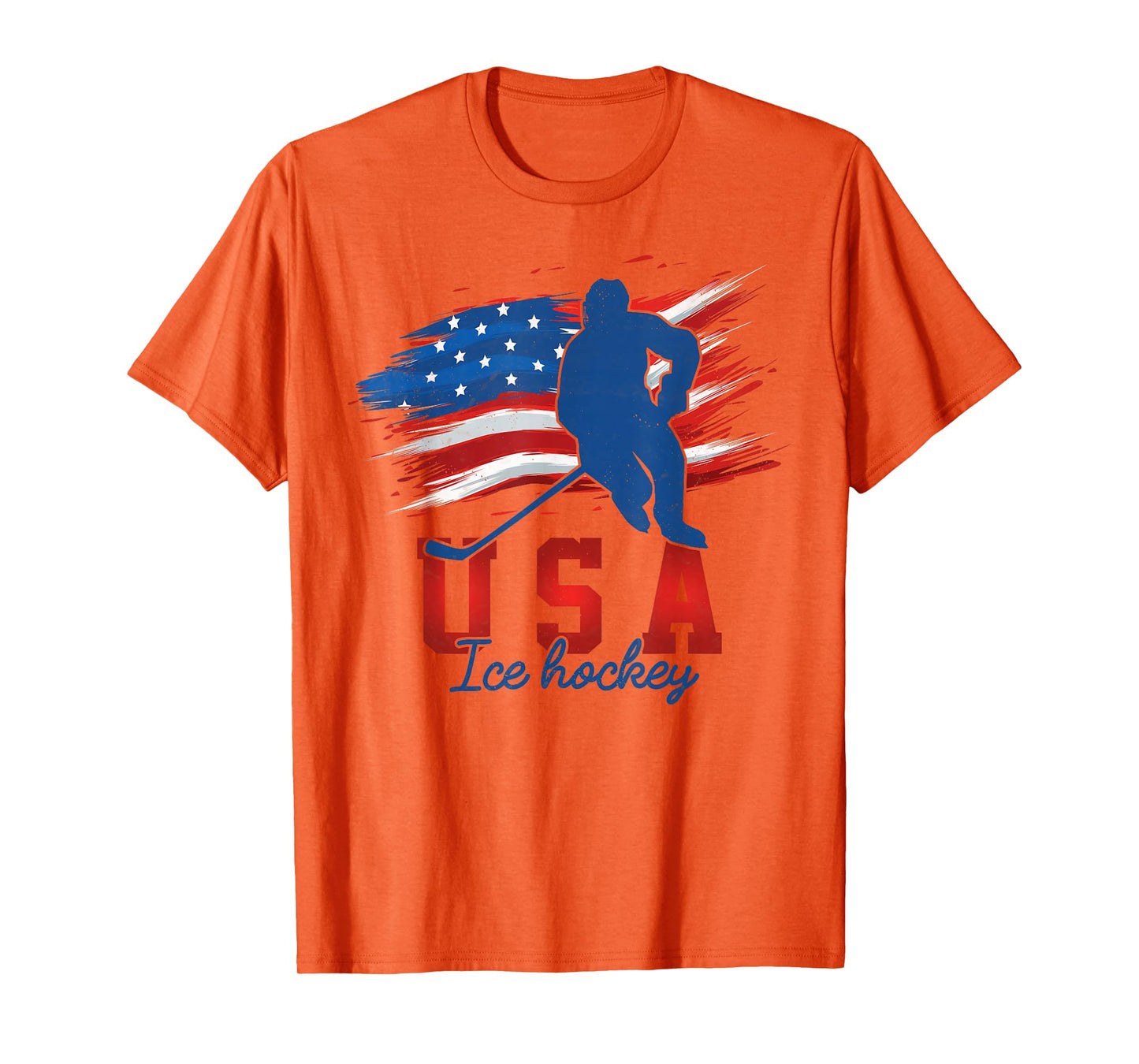 American Flag Ice Hockey 4th of July USA Support Team T-Shirt