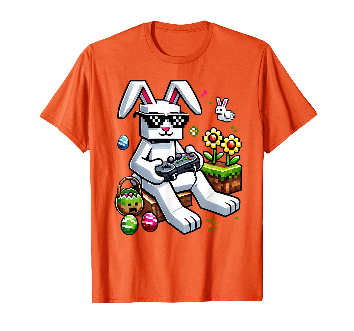 Boys Happy Easter Day Bunny Egg Video Game Kids Mens Gamer T-Shirt