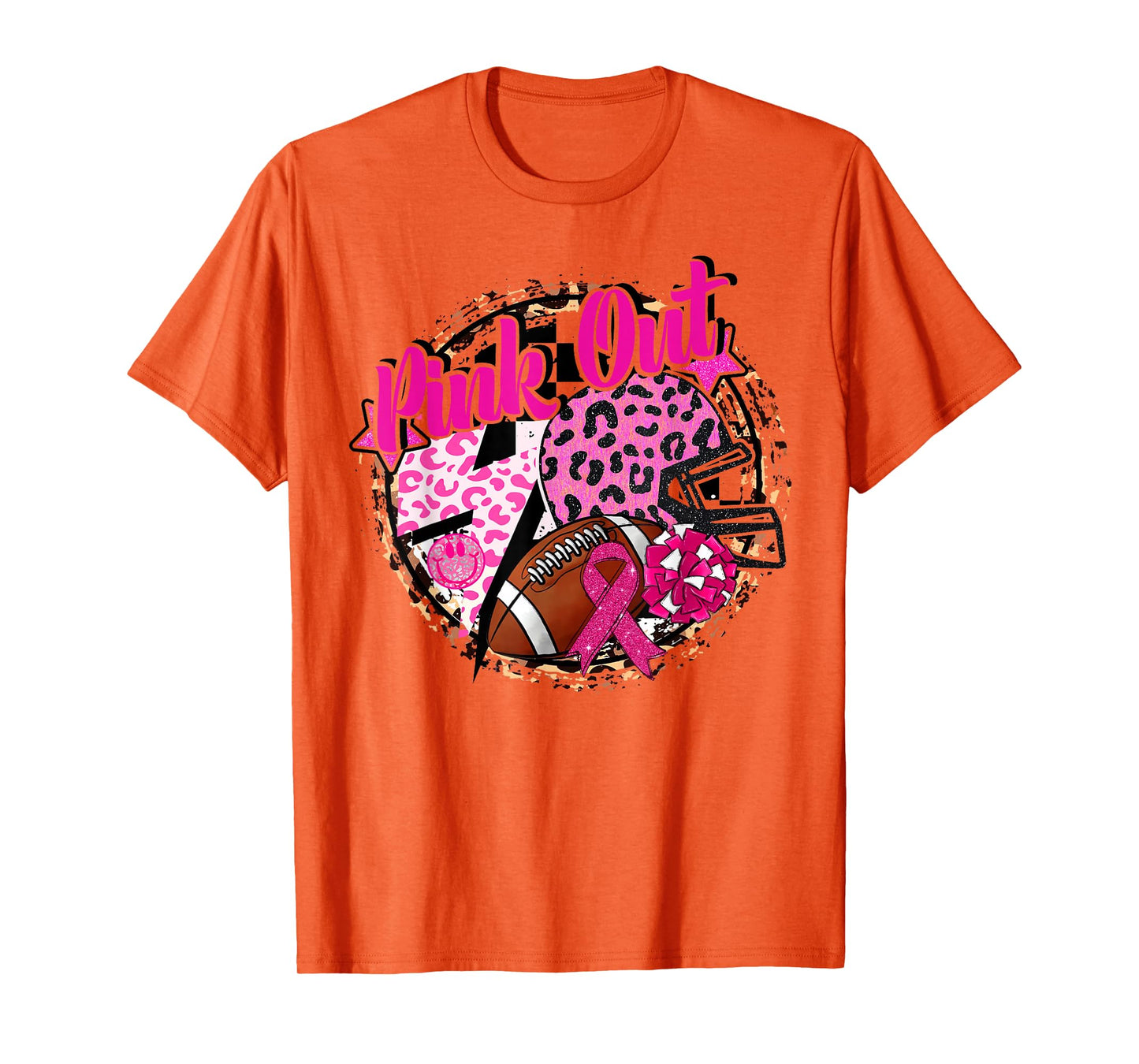 Pink Out Cheer Football Pink Ribbon Breast Cancer Awareness T-Shirt