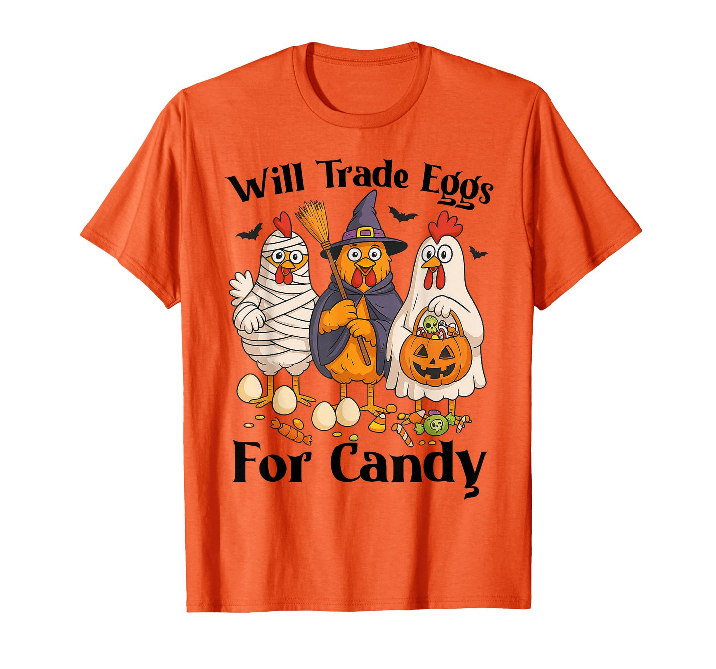 Funny Halloween Chicken Trade Eggs For Candy Trick or Treat T-Shirt