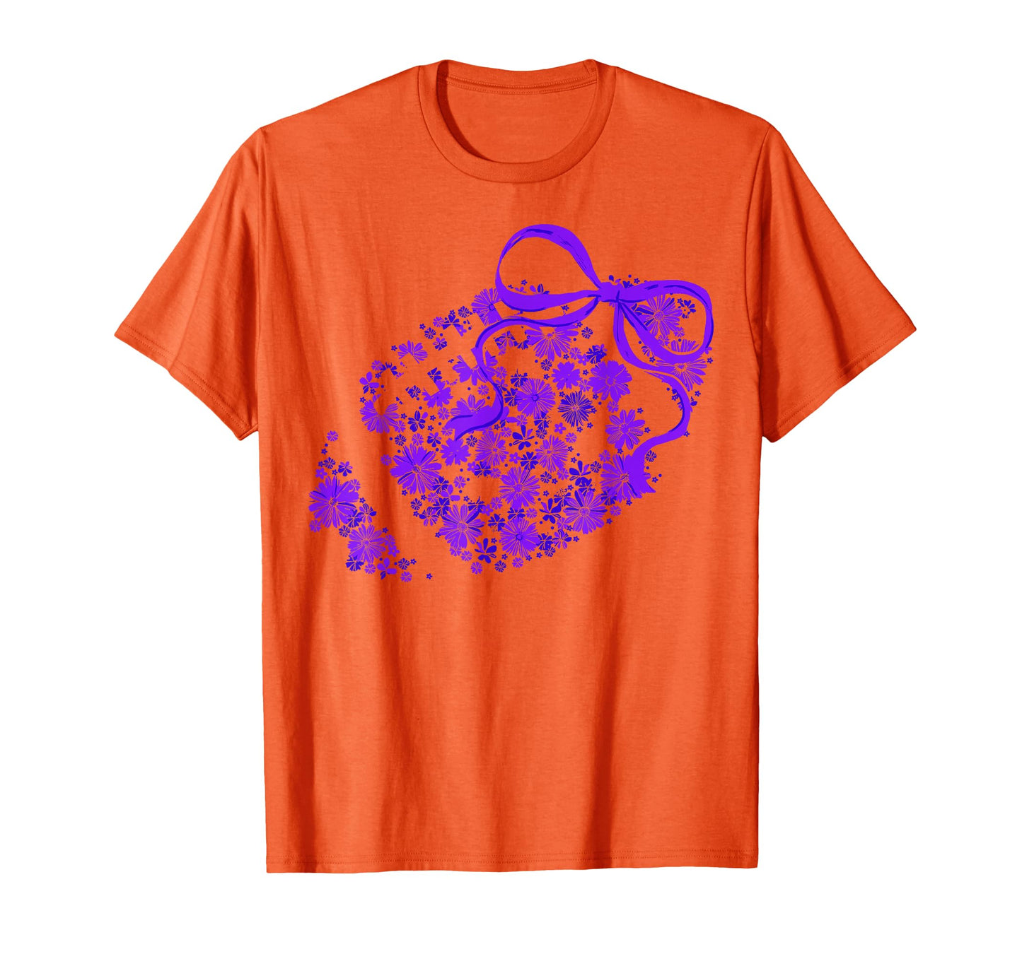 Floral Football Game Day Girly Coquette Team Spirit Purple T-Shirt