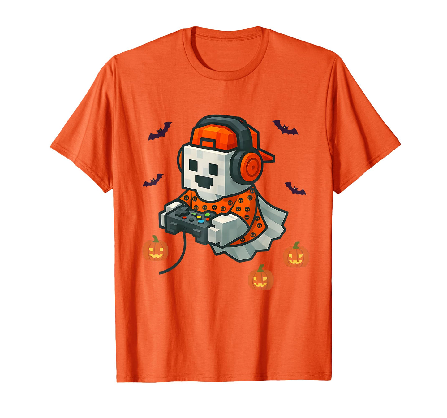 Halloween Ghost Gamer Spooky Pixelated Ghost with Controller T-Shirt
